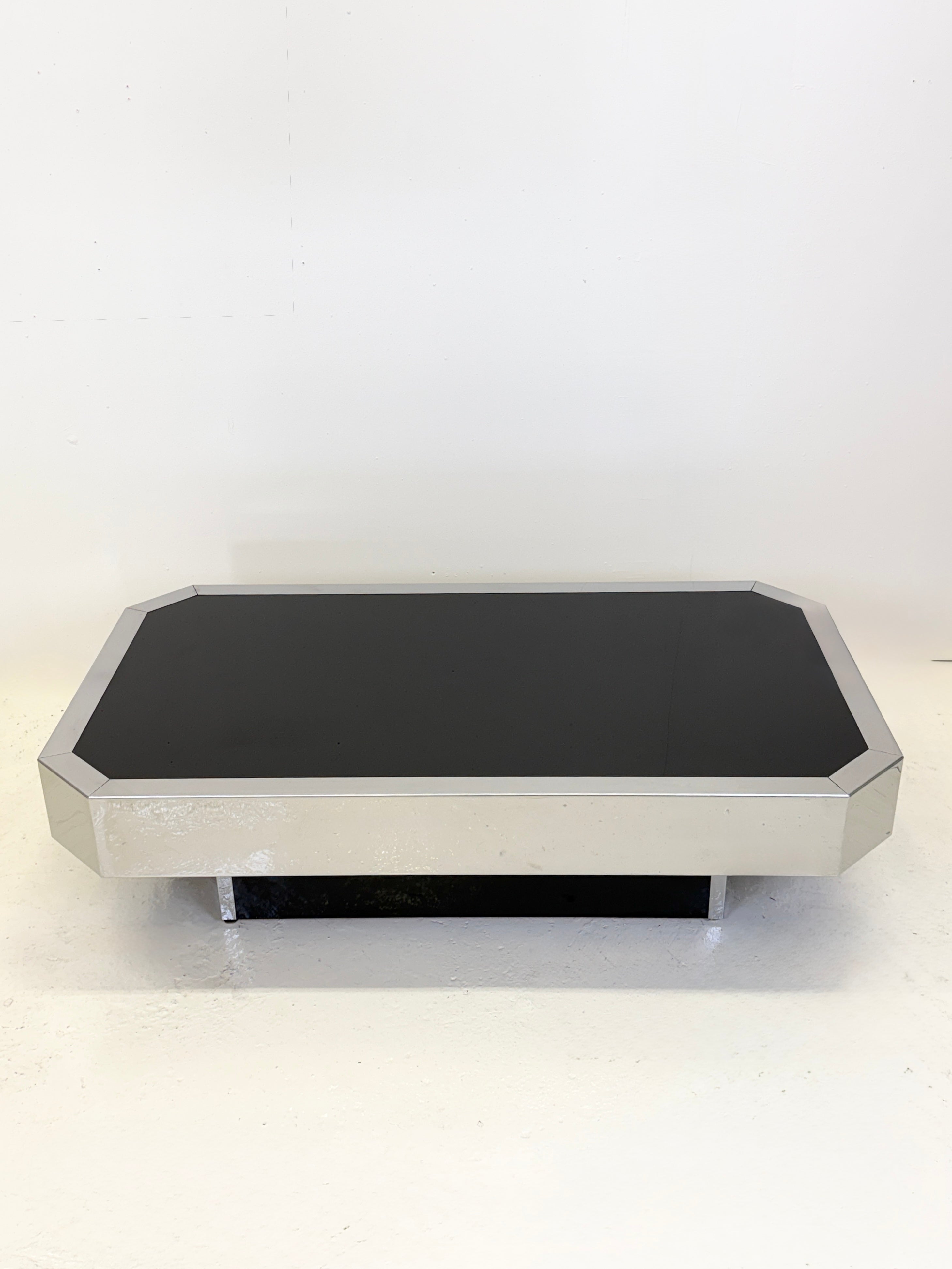 TABLE BASSE CHROMÉE DLG “WILLY RIZZO”, ITALIE, 1970s