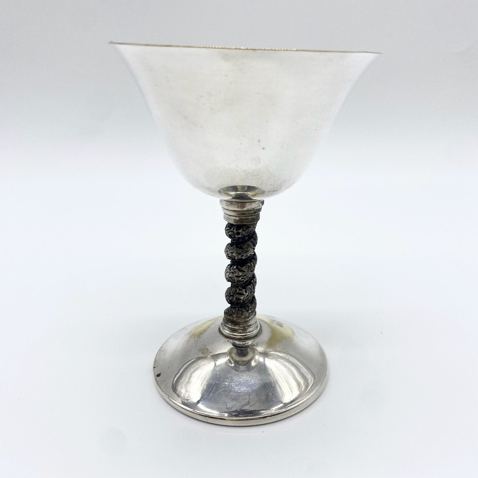 SÉRIE DE 5 VERRES À PIED / MÉTAL ARGENTÉ – "EPB",  1960s
