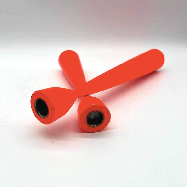 PAIRE DE BOUGEOIRS, SCANDINAVE, EN BOIS ORANGE, 1970s