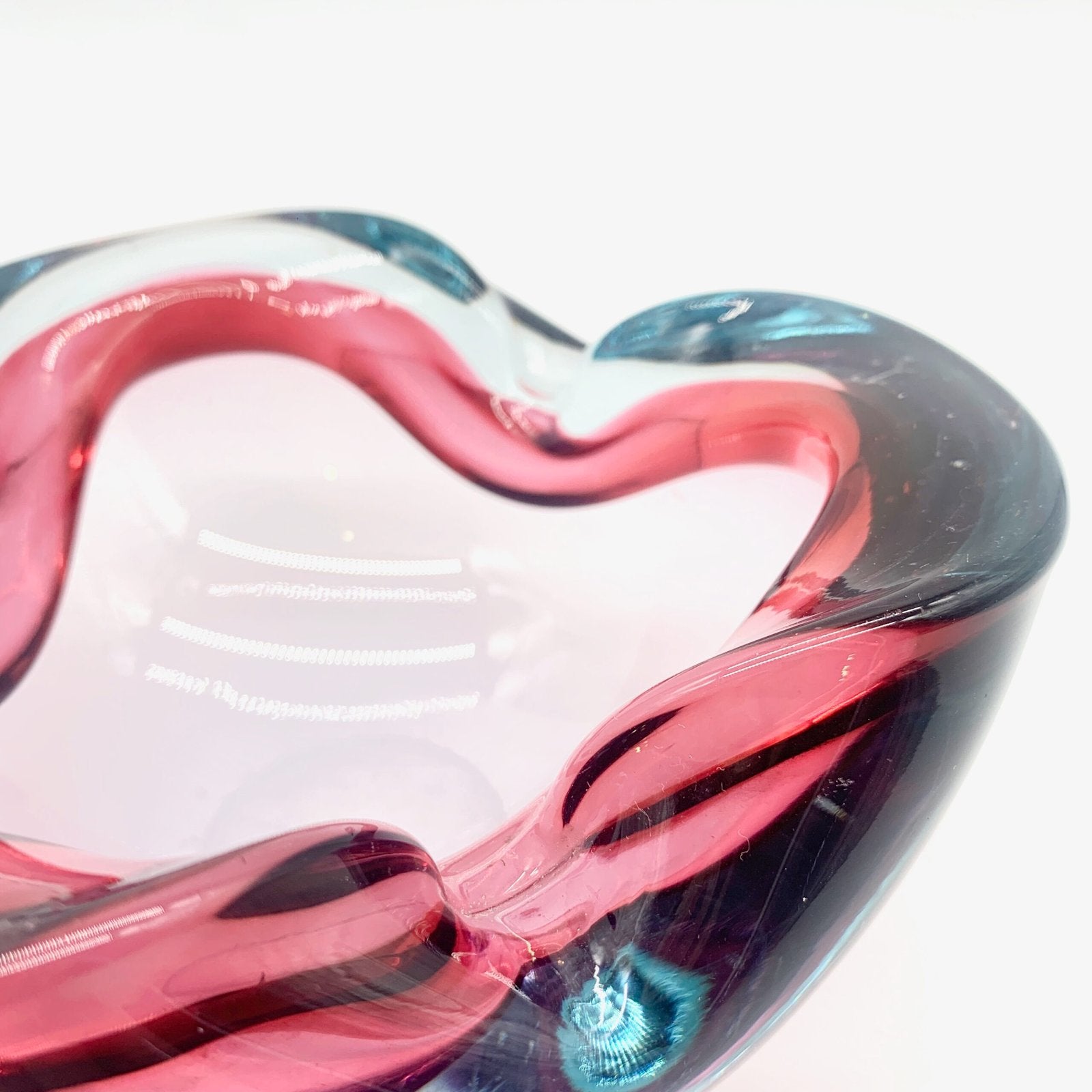 COUPE MURANO, FORME D'ONDULATION ROSE ET BLEU, 1960