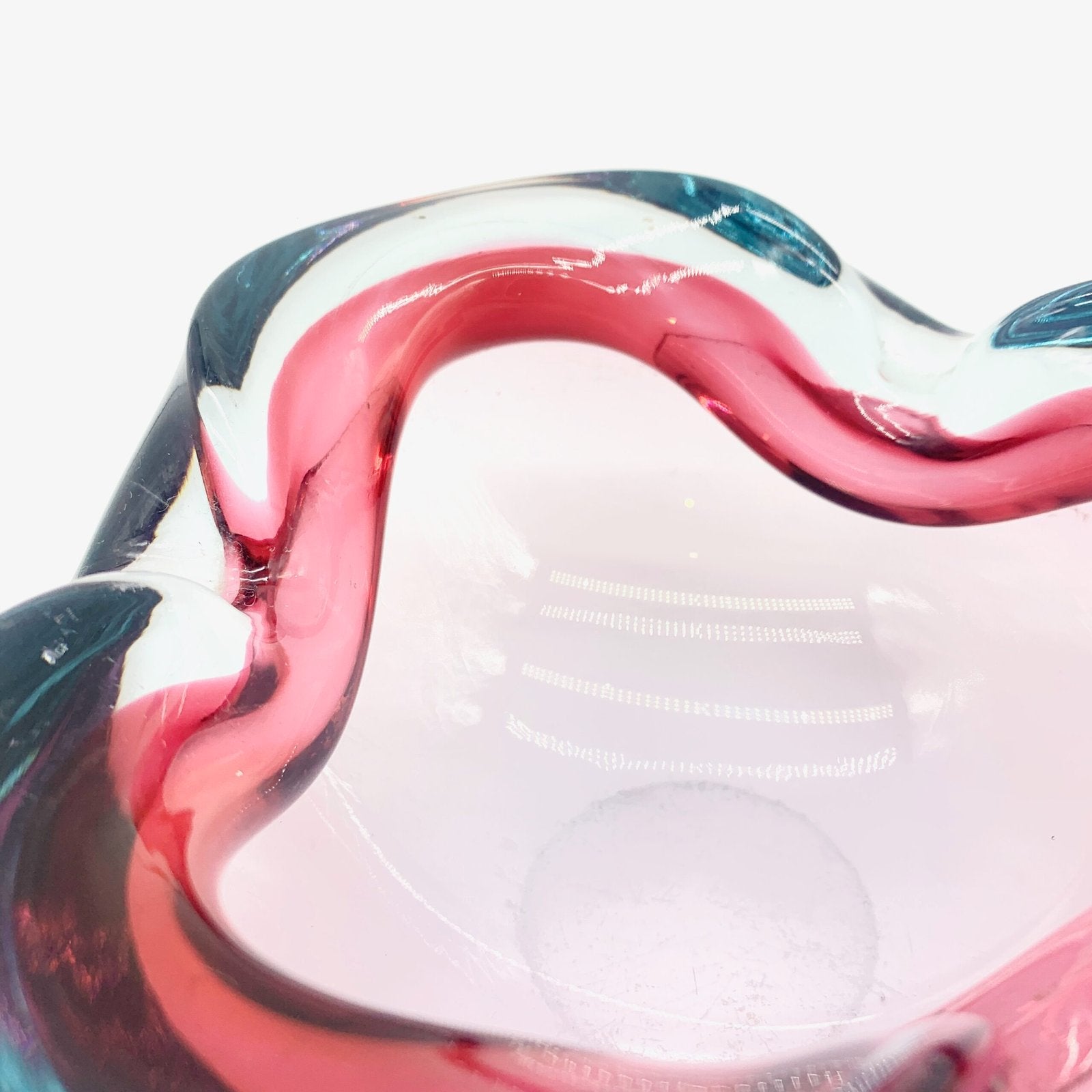 COUPE MURANO, FORME D'ONDULATION ROSE ET BLEU, 1960