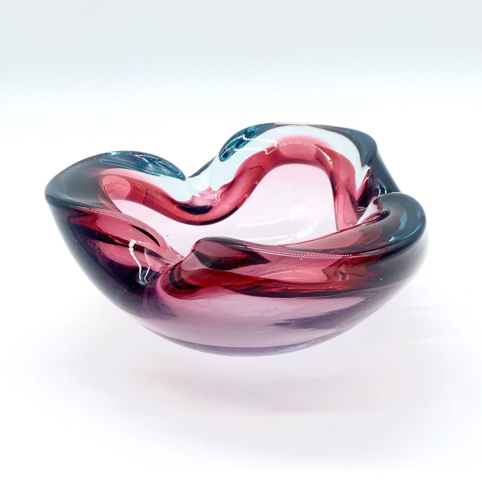 COUPE MURANO, FORME D'ONDULATION ROSE ET BLEU, 1960