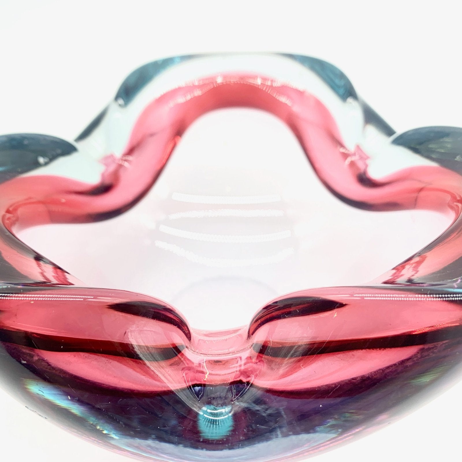 COUPE MURANO, FORME D'ONDULATION ROSE ET BLEU, 1960