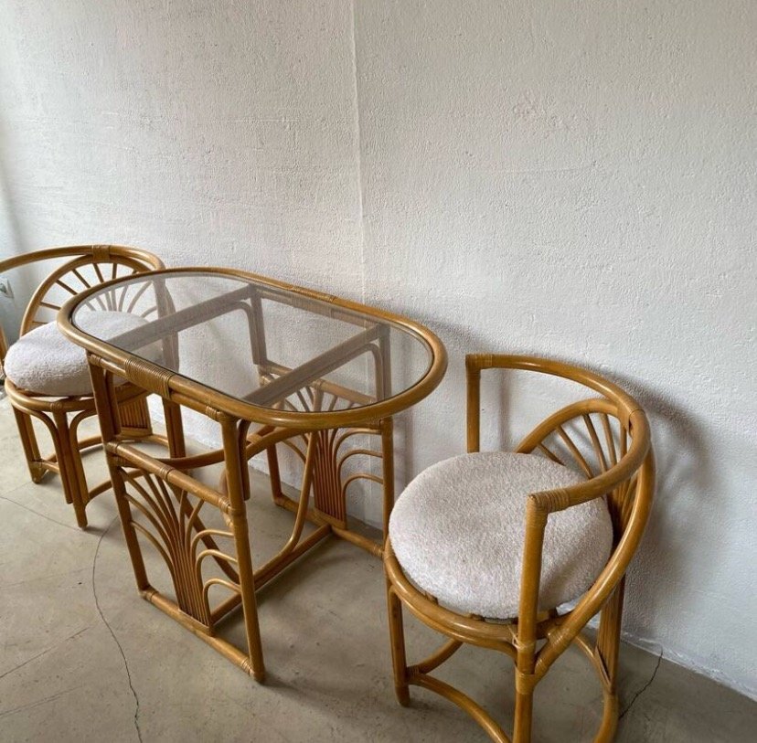TÊTE A TÊTE ROTIN / BAMBOU 70s