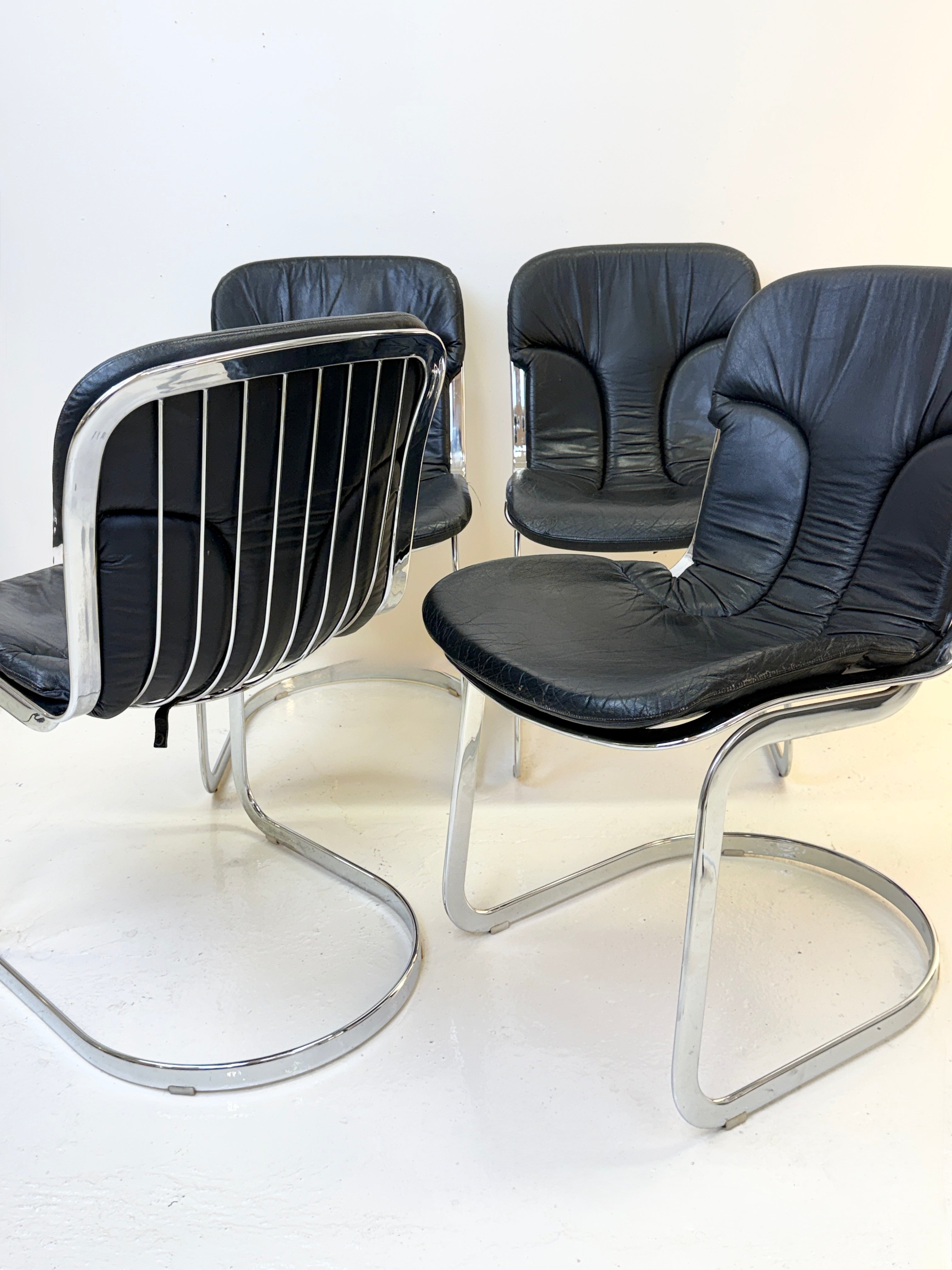 ENSEMBLE DE 4 CHAISES PAR WILLY RIZZO, 1970s