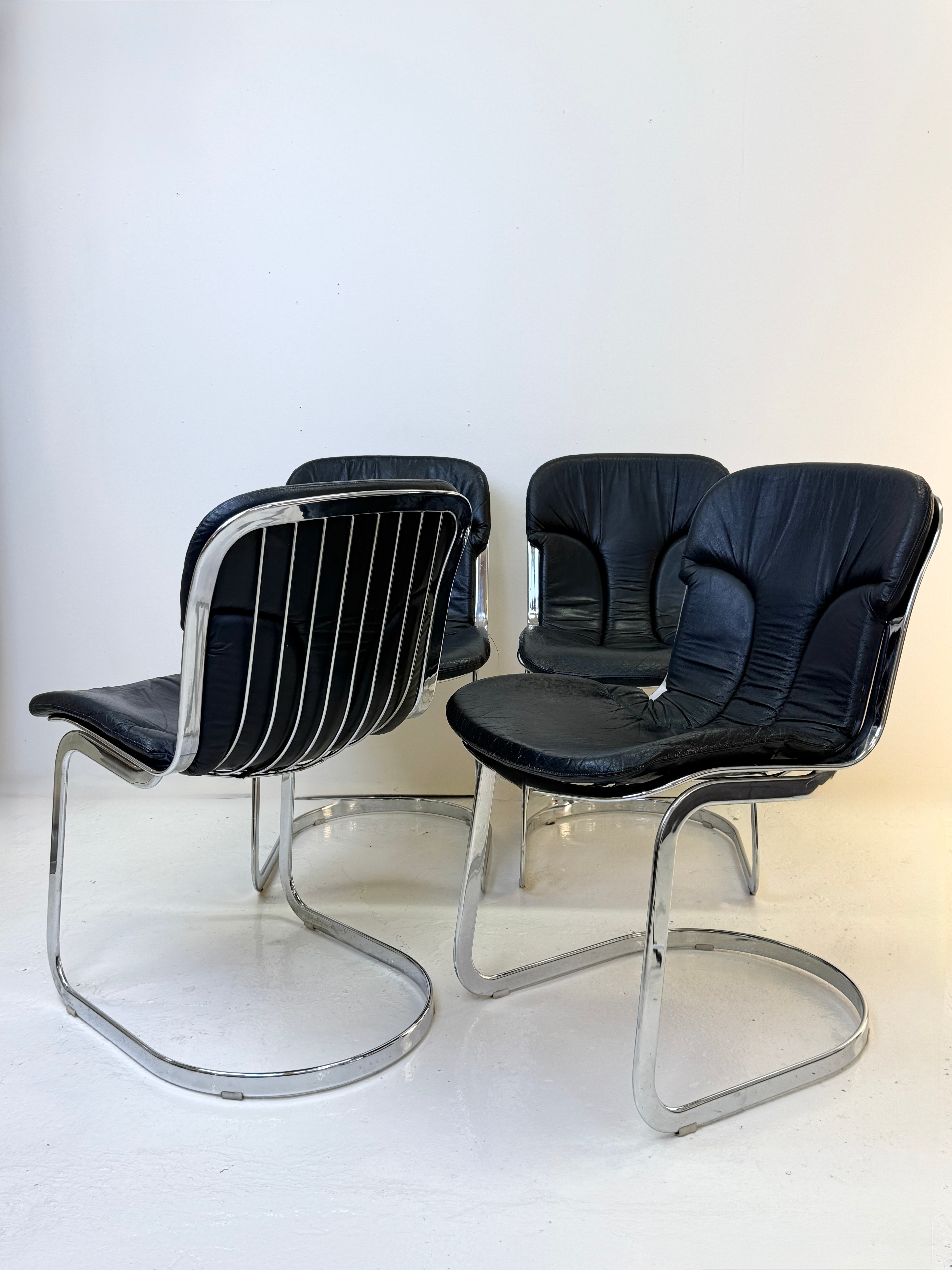 ENSEMBLE DE 4 CHAISES PAR WILLY RIZZO, 1970s