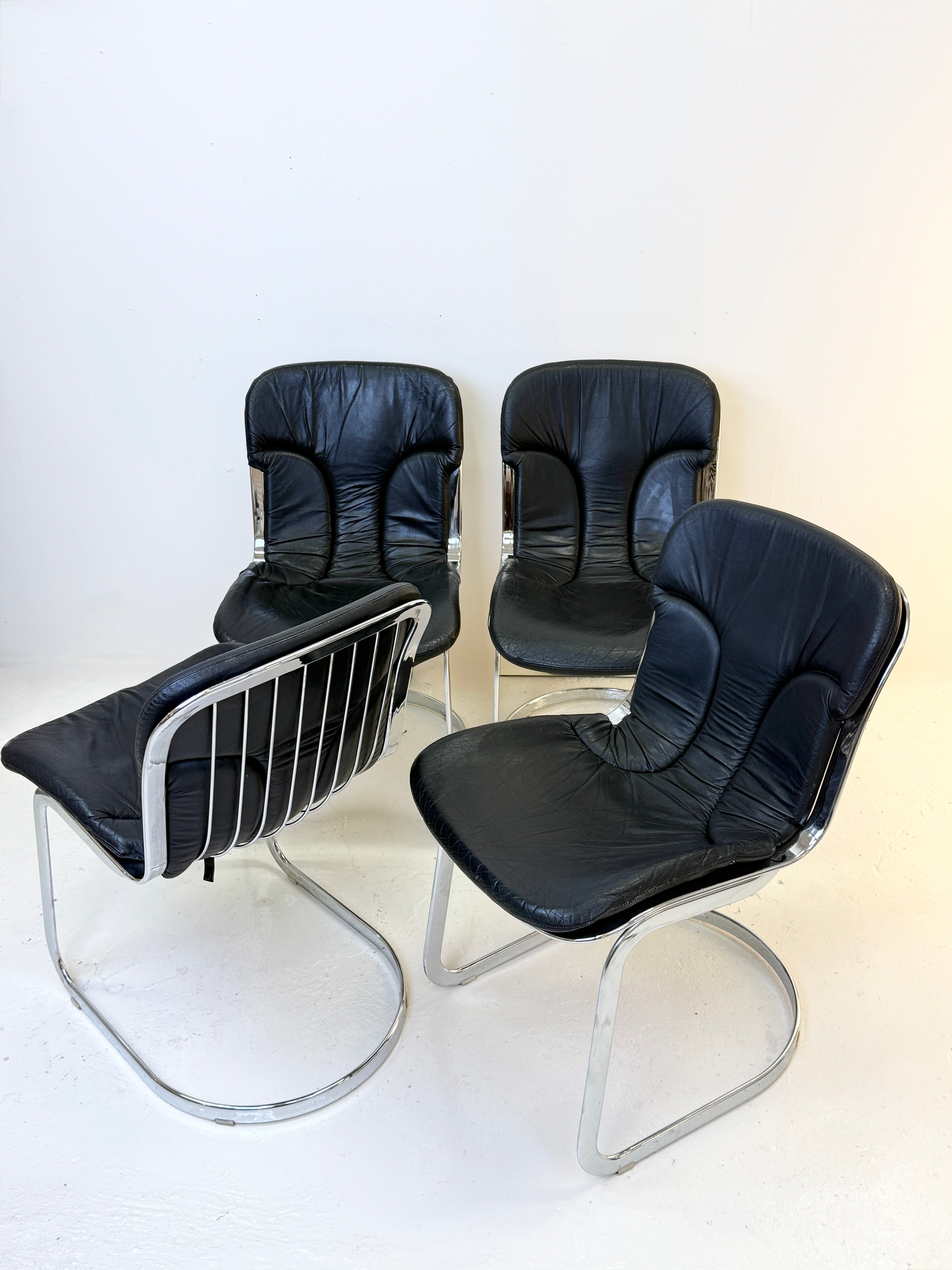 ENSEMBLE DE 4 CHAISES PAR WILLY RIZZO, 1970s