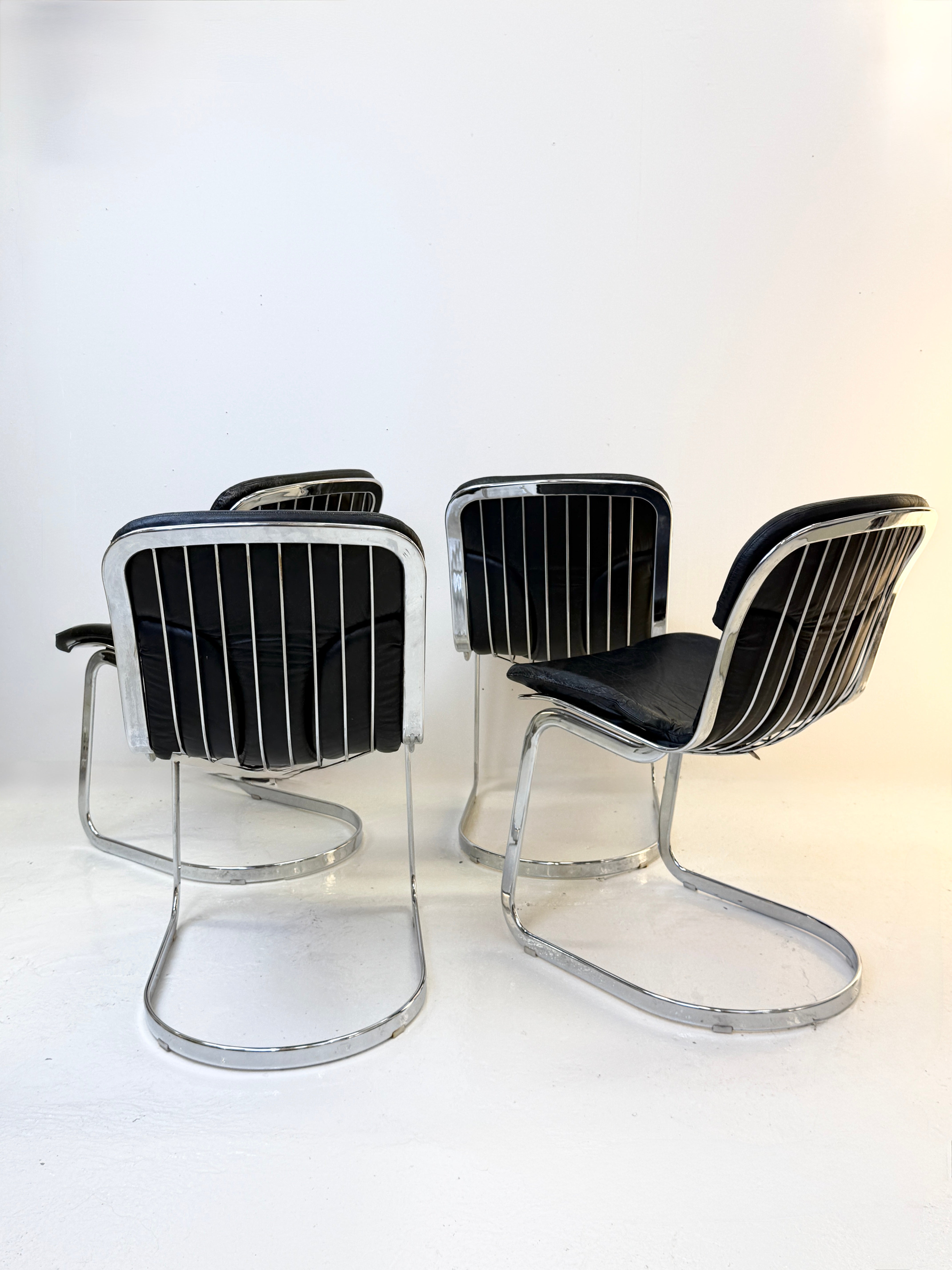 ENSEMBLE DE 4 CHAISES PAR WILLY RIZZO, 1970s