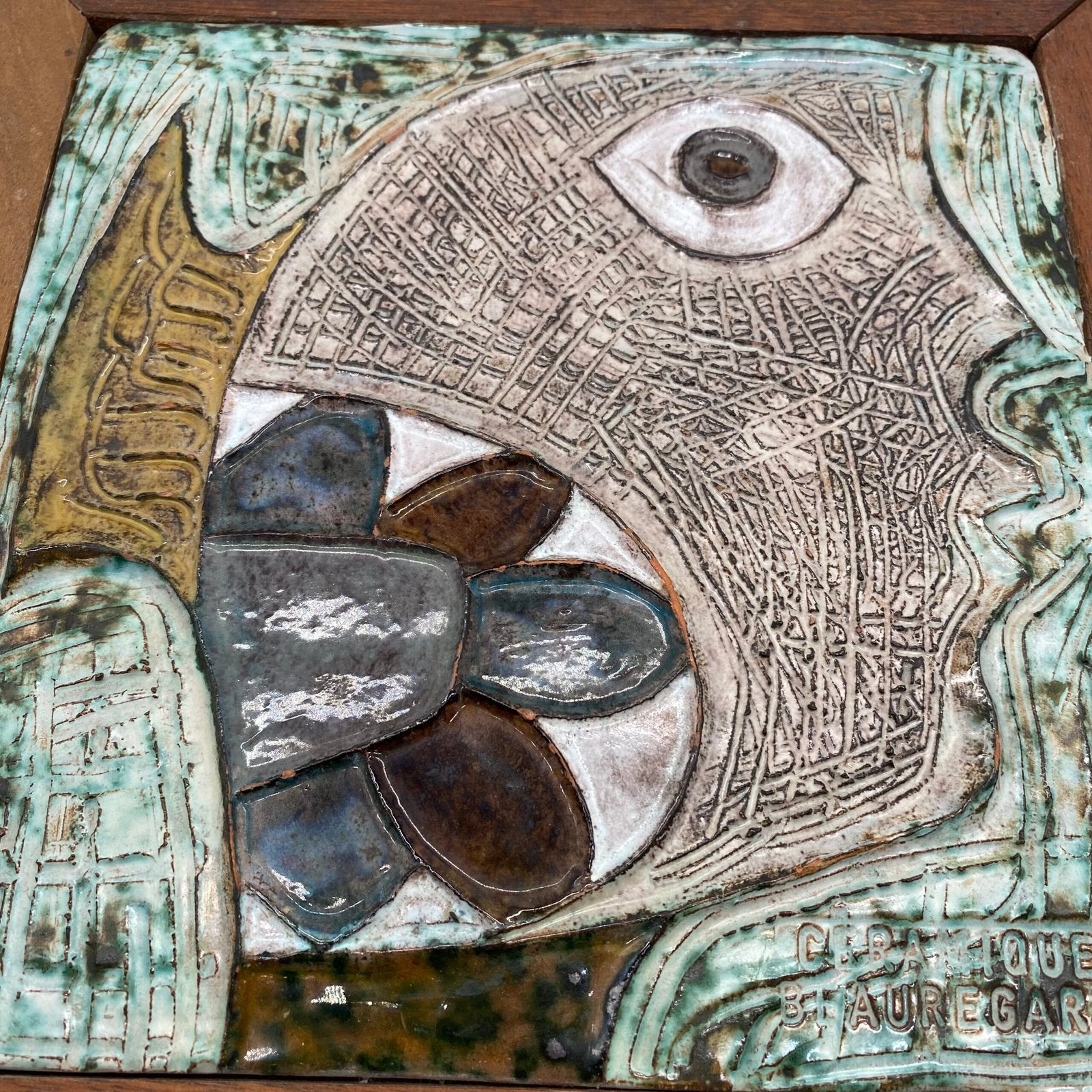 CÉRAMIQUE MURALE ANTHROPOMORPHE, "BEAUREGARD", 1960s
