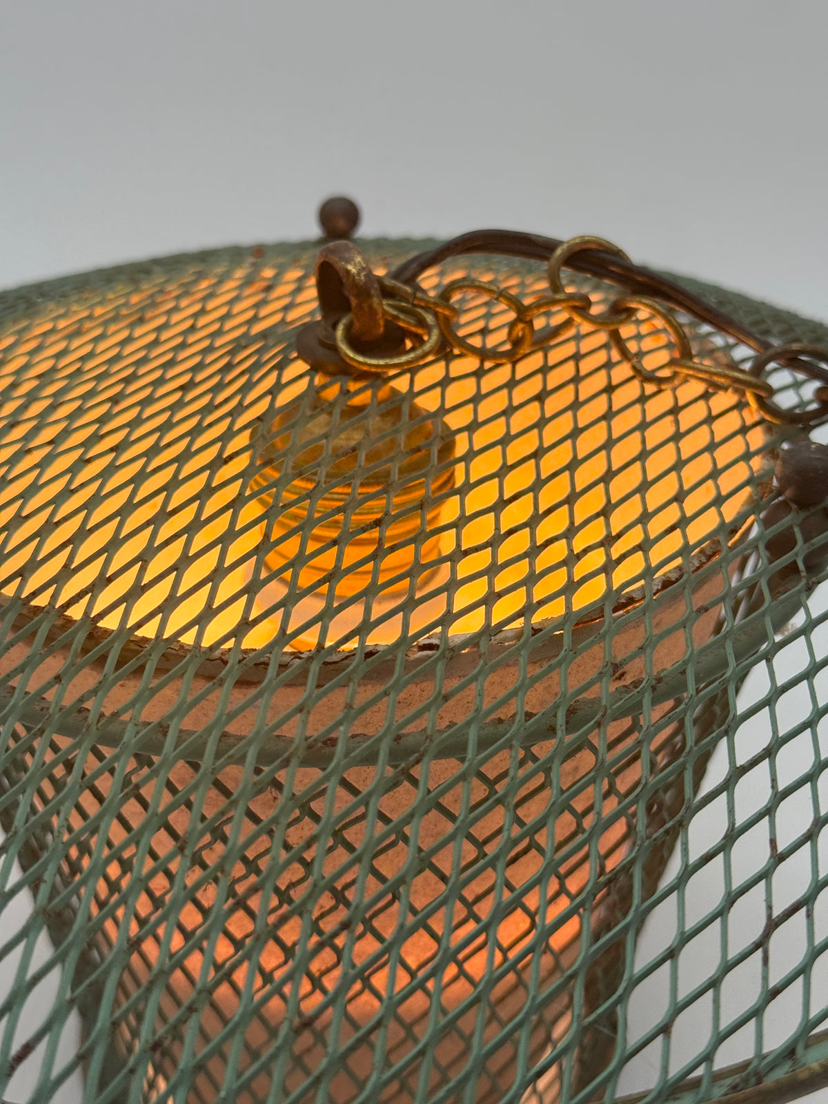 Suspension "Résille" en métal perforé, France 1950s