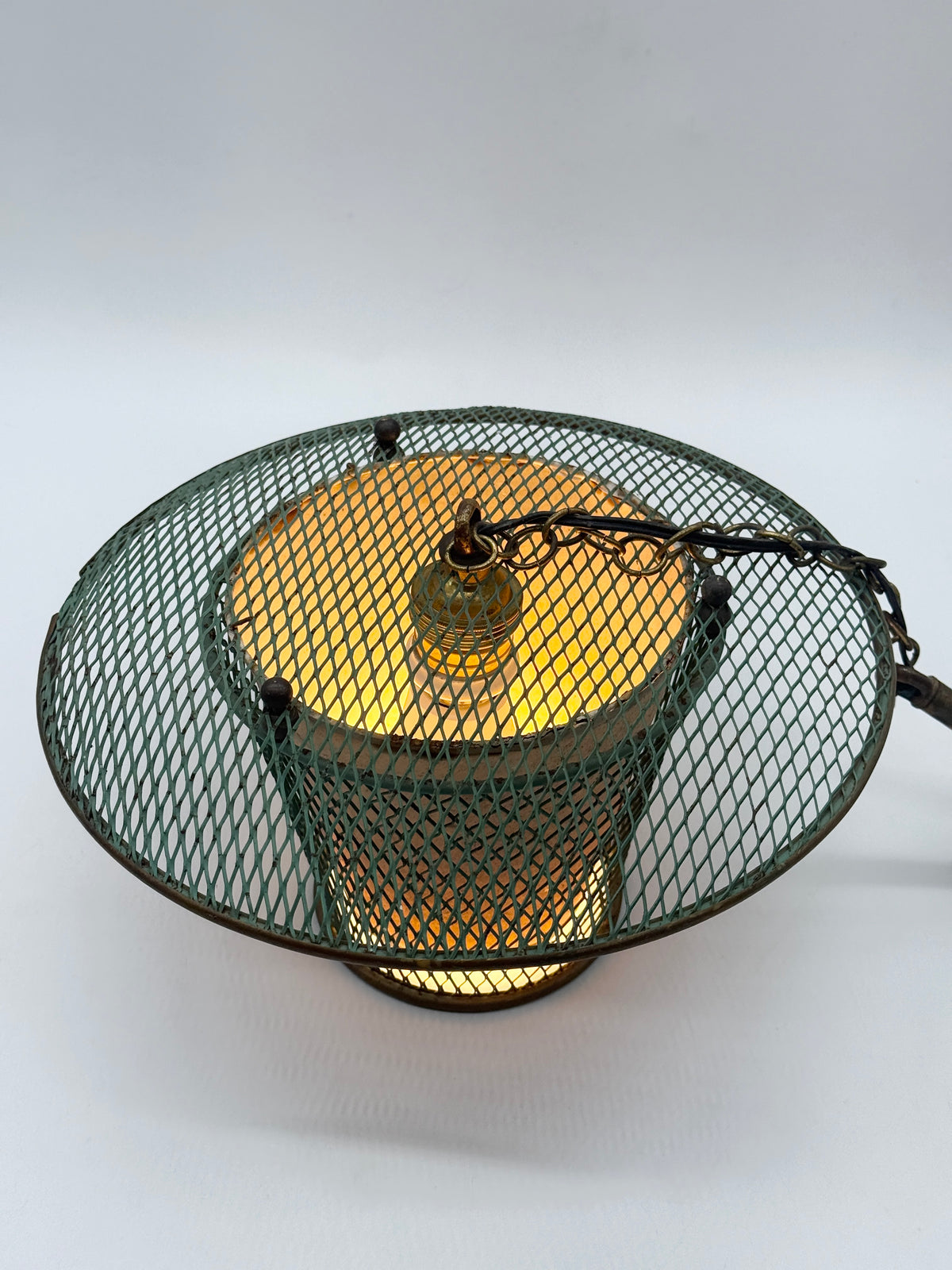 Suspension "Résille" en métal perforé, France 1950s