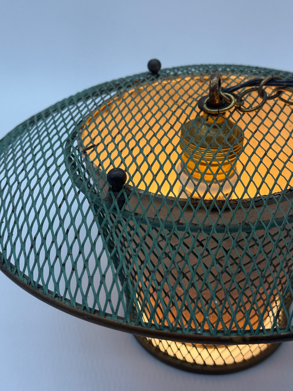 Suspension "Résille" en métal perforé, France 1950s