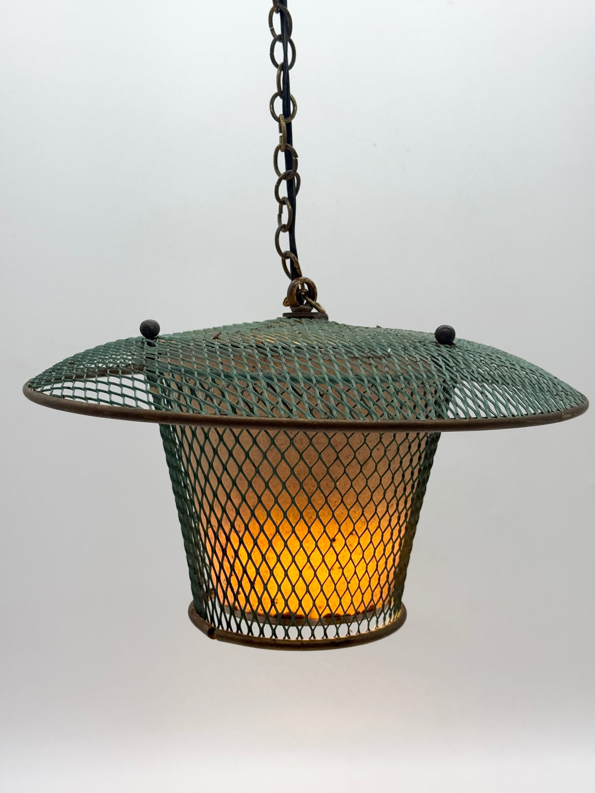 Suspension "Résille" en métal perforé, France 1950s