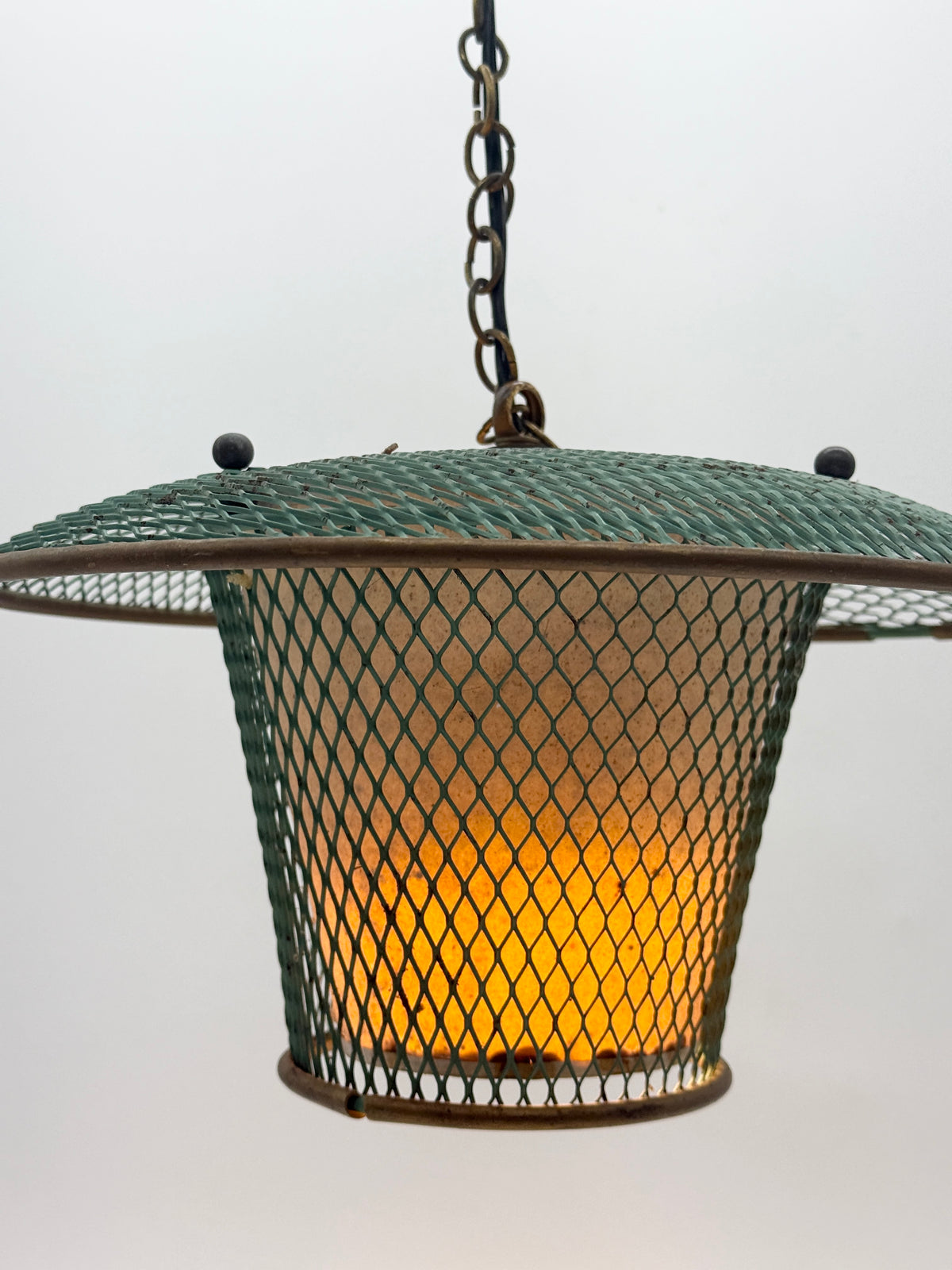 Suspension "Résille" en métal perforé, France 1950s