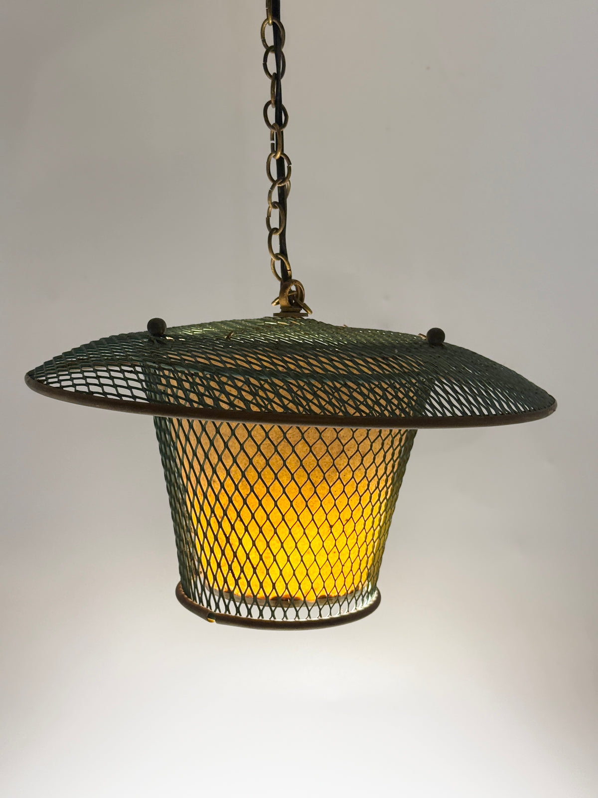 Suspension "Résille" en métal perforé, France 1950s