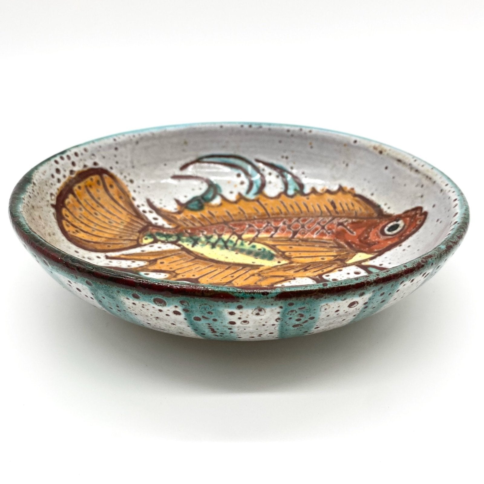 ASSIETTE CREUSE DÉCOR POISSON - CÉRAMIQUE DE VALLAURIS, 1960s