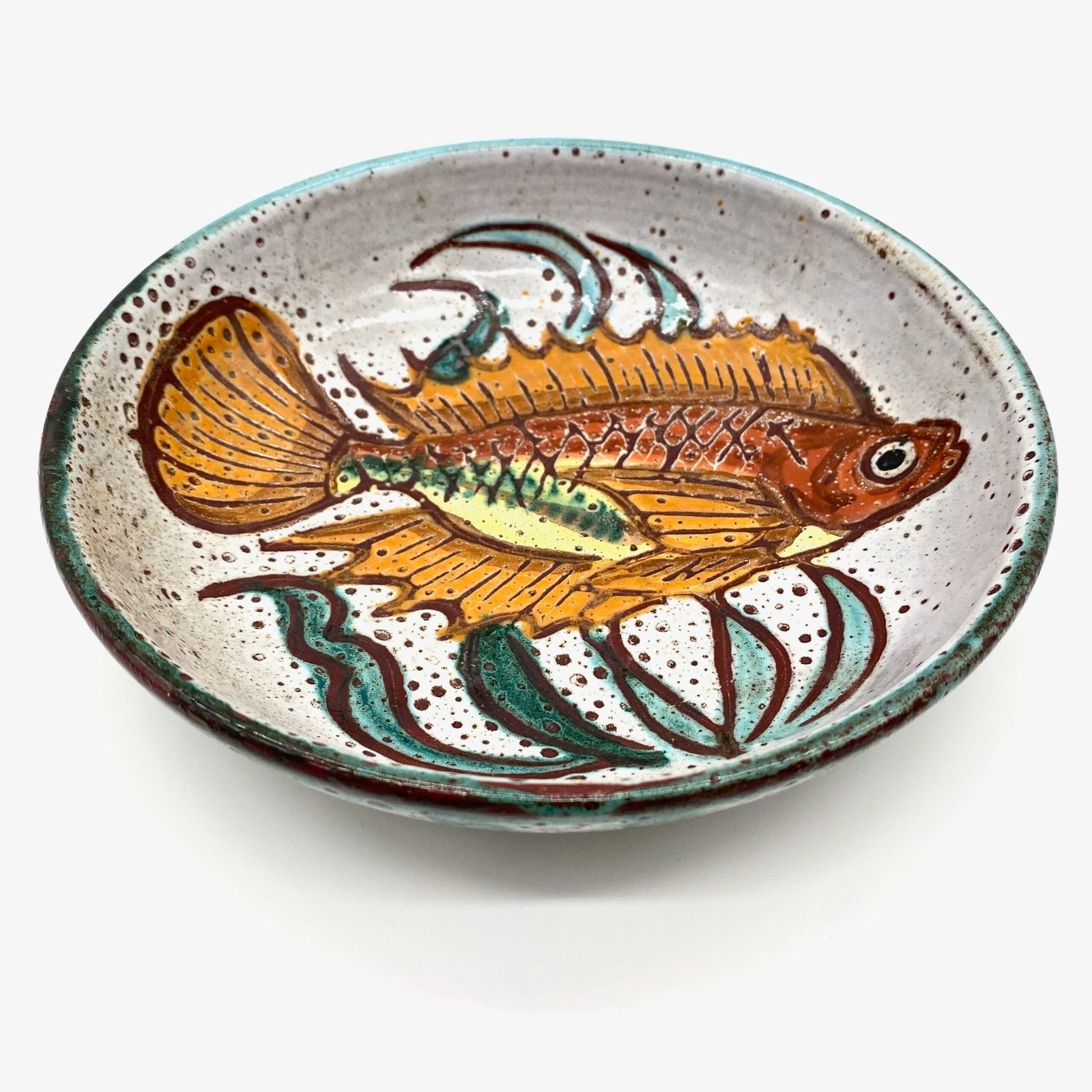 ASSIETTE CREUSE DÉCOR POISSON - CÉRAMIQUE DE VALLAURIS, 1960s