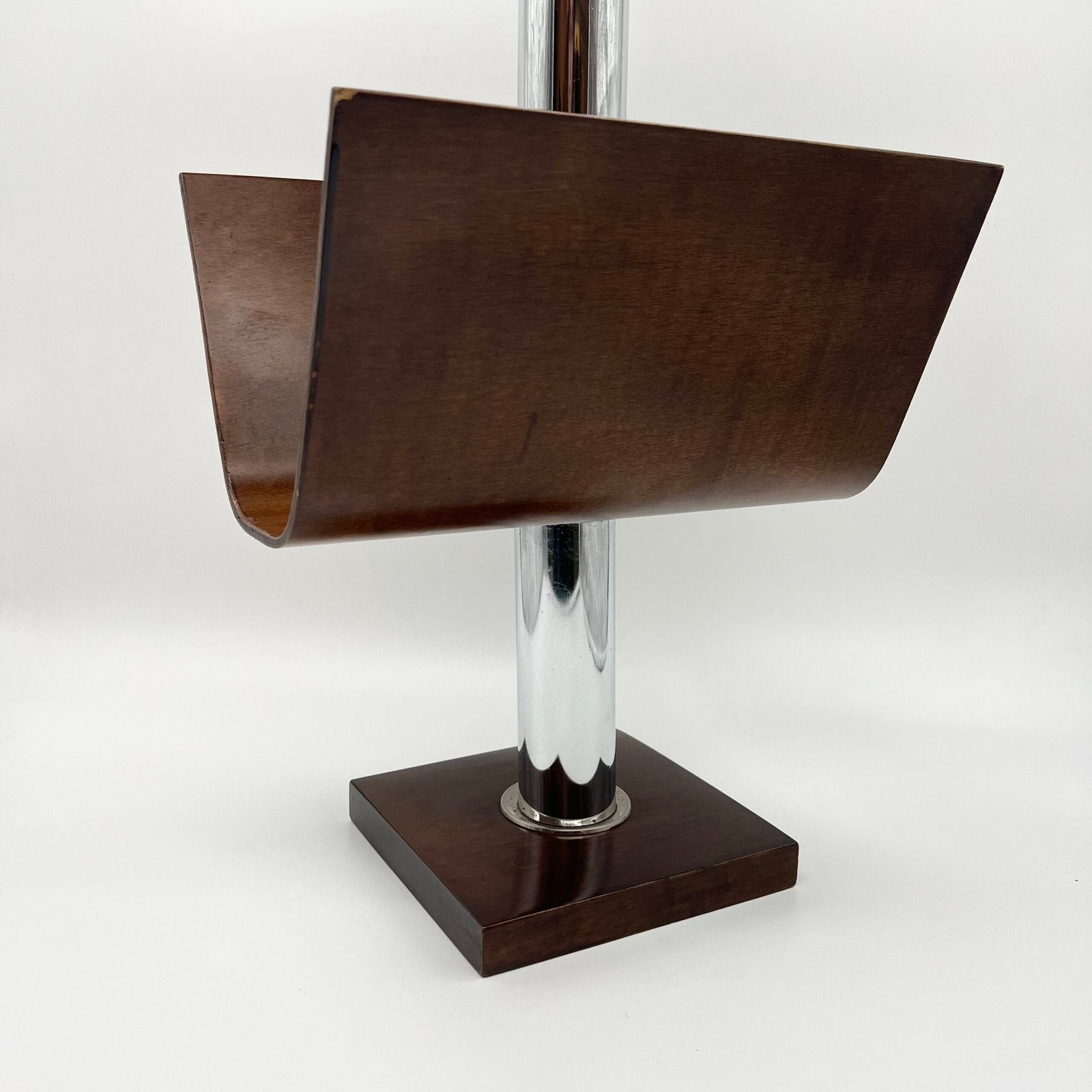 PORTE-REVUE "Servizio da fumo"  BOIS / MÉTAL — ITALY, 1970s
