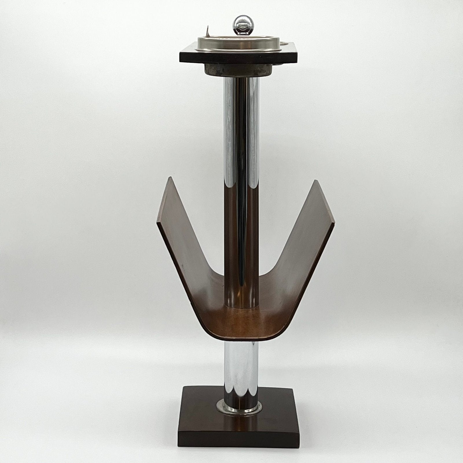 PORTE-REVUE "Servizio da fumo"  BOIS / MÉTAL — ITALY, 1970s