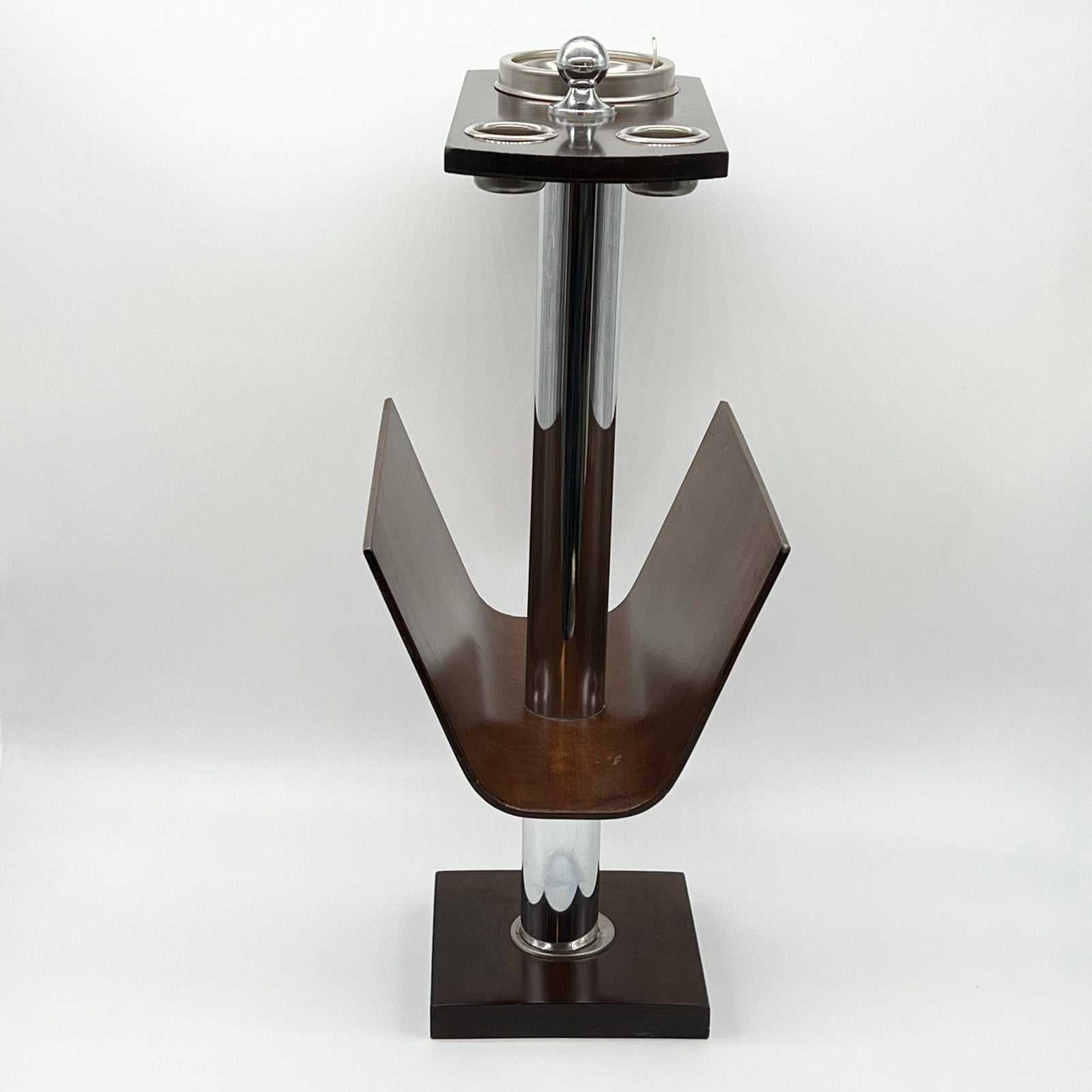 PORTE-REVUE "Servizio da fumo"  BOIS / MÉTAL — ITALY, 1970s