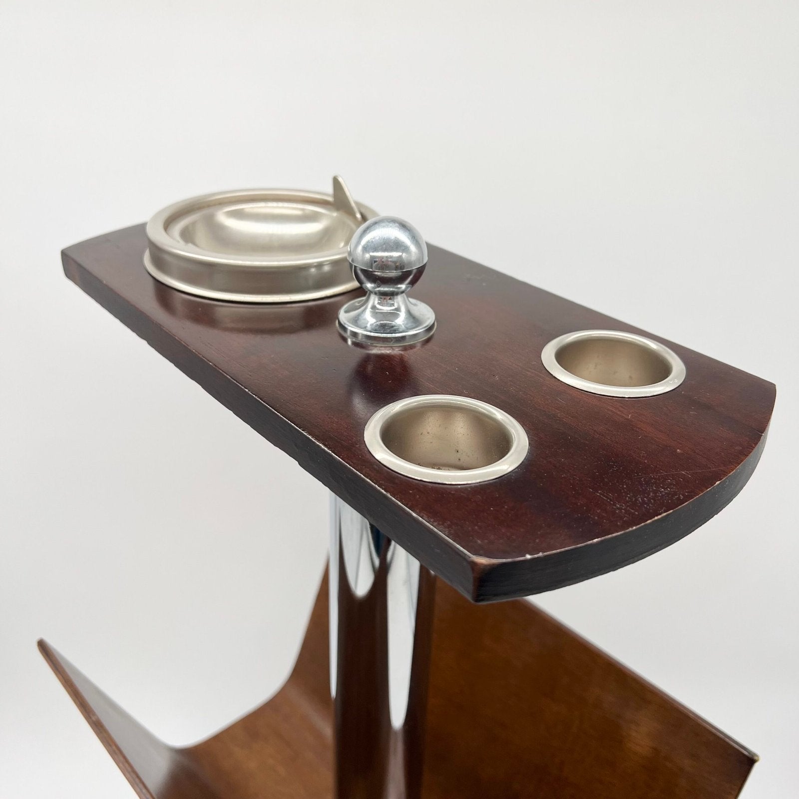 PORTE-REVUE "Servizio da fumo"  BOIS / MÉTAL — ITALY, 1970s