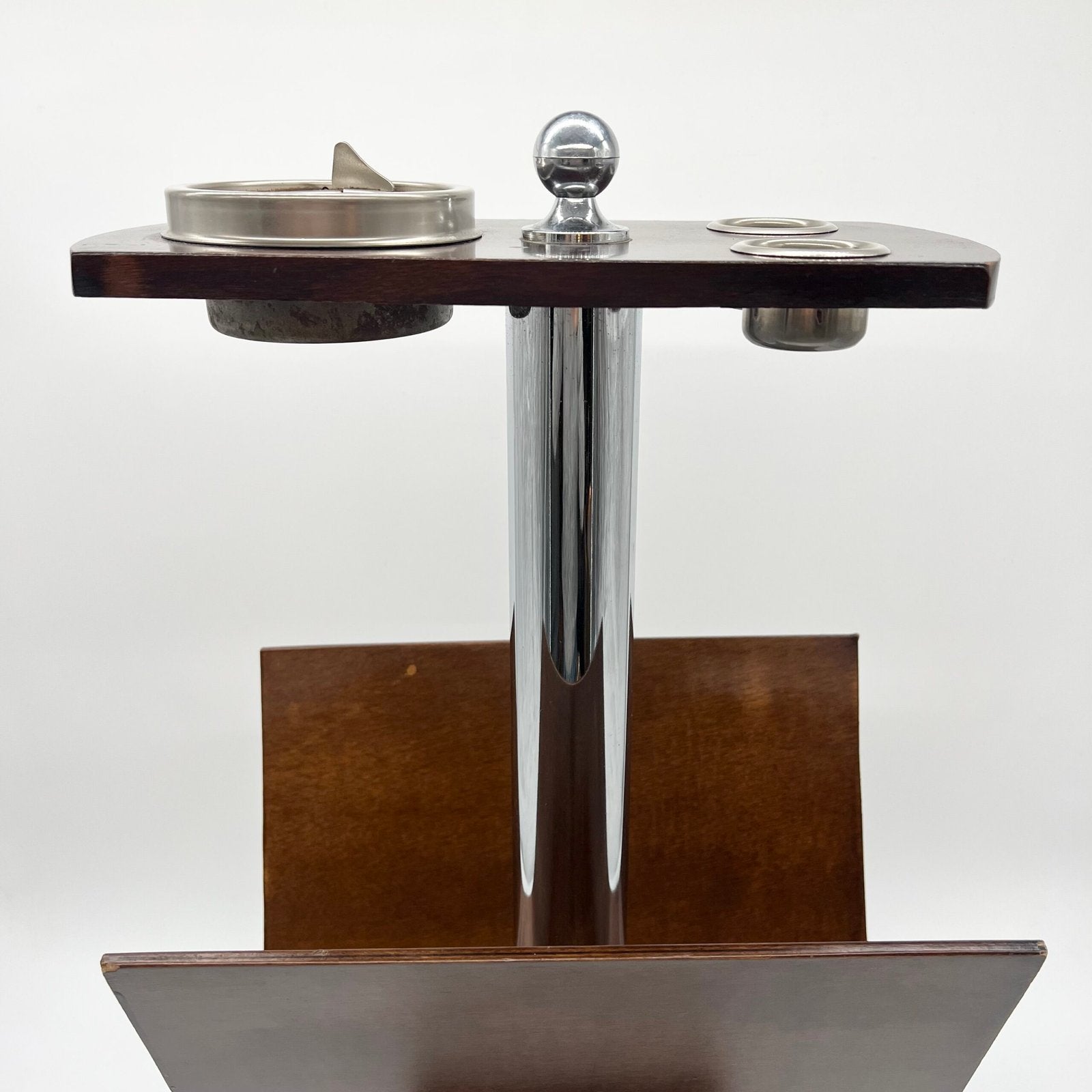 PORTE-REVUE "Servizio da fumo"  BOIS / MÉTAL — ITALY, 1970s