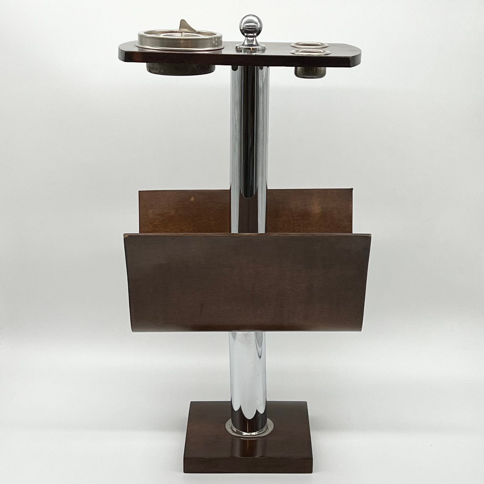PORTE-REVUE "Servizio da fumo"  BOIS / MÉTAL — ITALY, 1970s