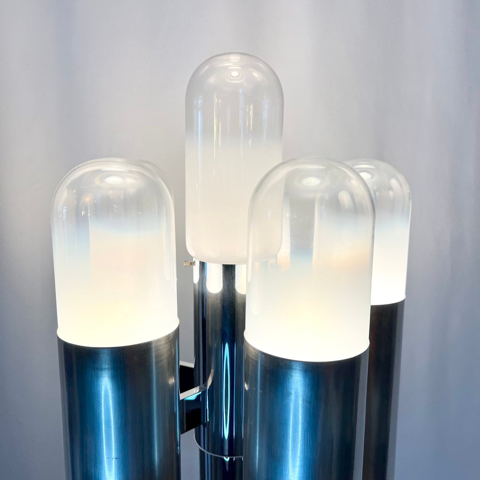 LAMPADAIRE "SPACE AGE" – ATTRIBUÉ À CARLO NASON, CHROME & MURANO, 1970s