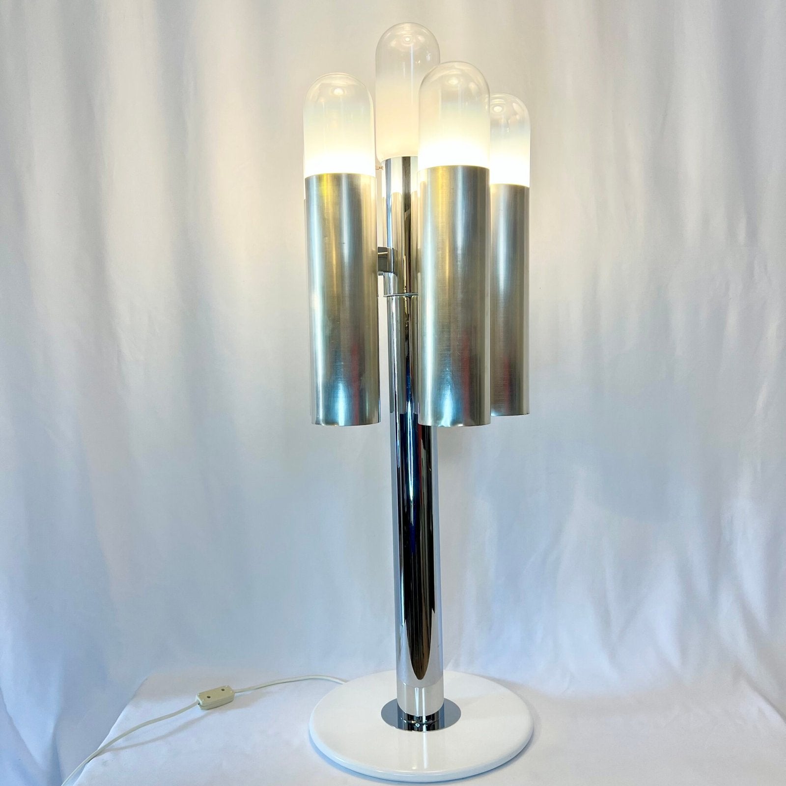 LAMPADAIRE "SPACE AGE" – ATTRIBUÉ À CARLO NASON, CHROME & MURANO, 1970s