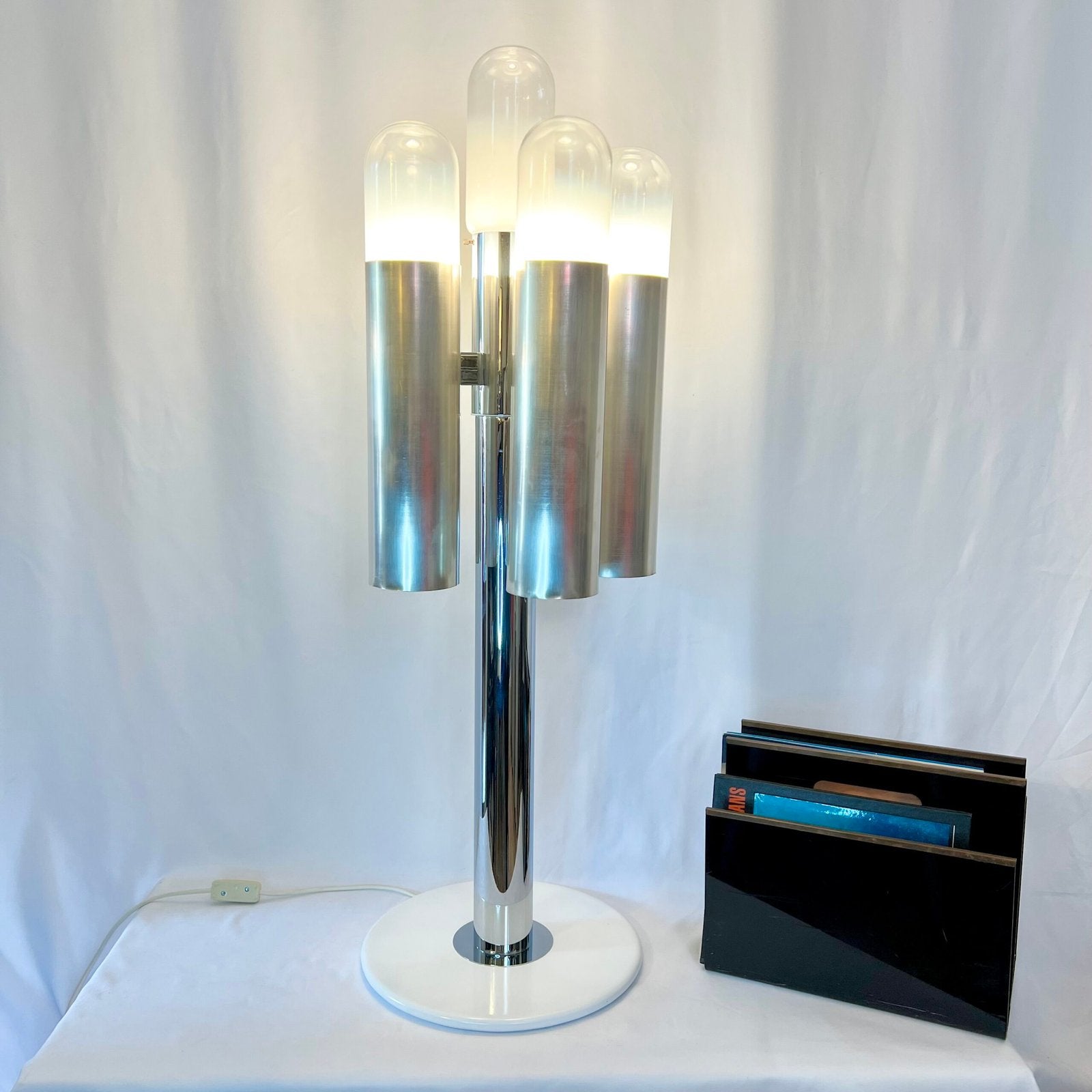 LAMPADAIRE "SPACE AGE" – ATTRIBUÉ À CARLO NASON, CHROME & MURANO, 1970s