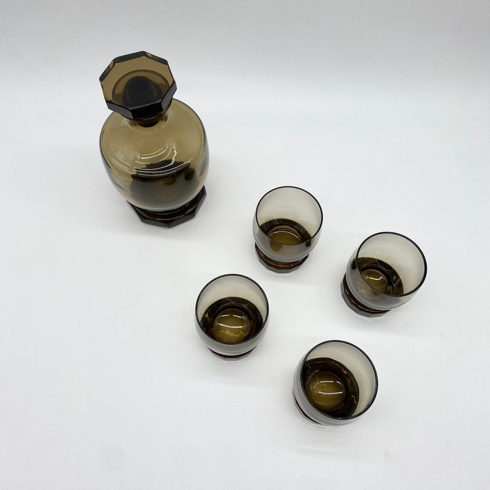 ENSEMBLE À WHISKY EN VERRE FUMÉ – 1970s