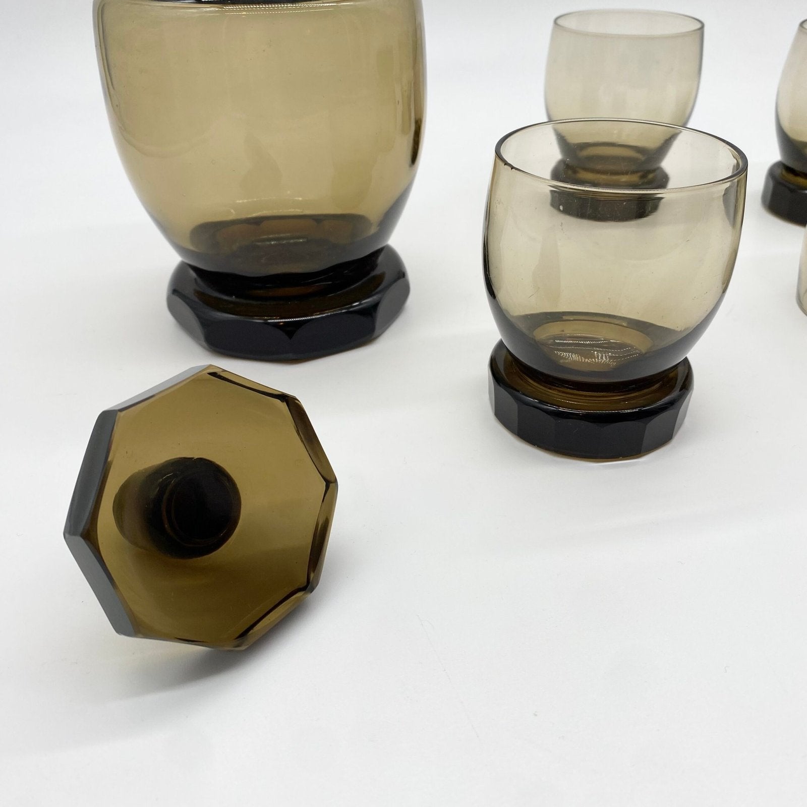 ENSEMBLE À WHISKY EN VERRE FUMÉ – 1970s