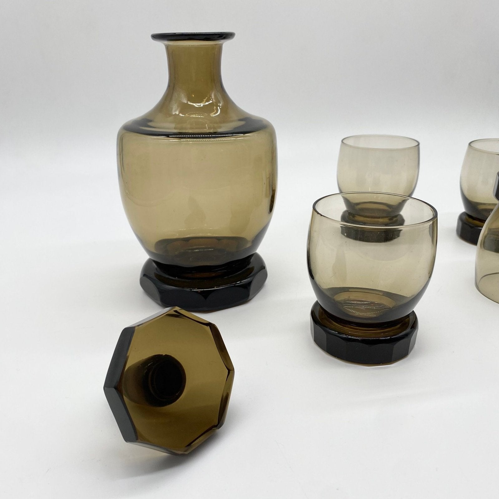 ENSEMBLE À WHISKY EN VERRE FUMÉ – 1970s