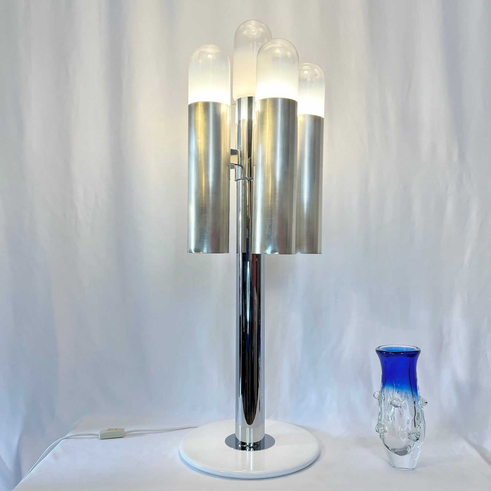 LAMPADAIRE "SPACE AGE" – ATTRIBUÉ À CARLO NASON, CHROME & MURANO, 1970s