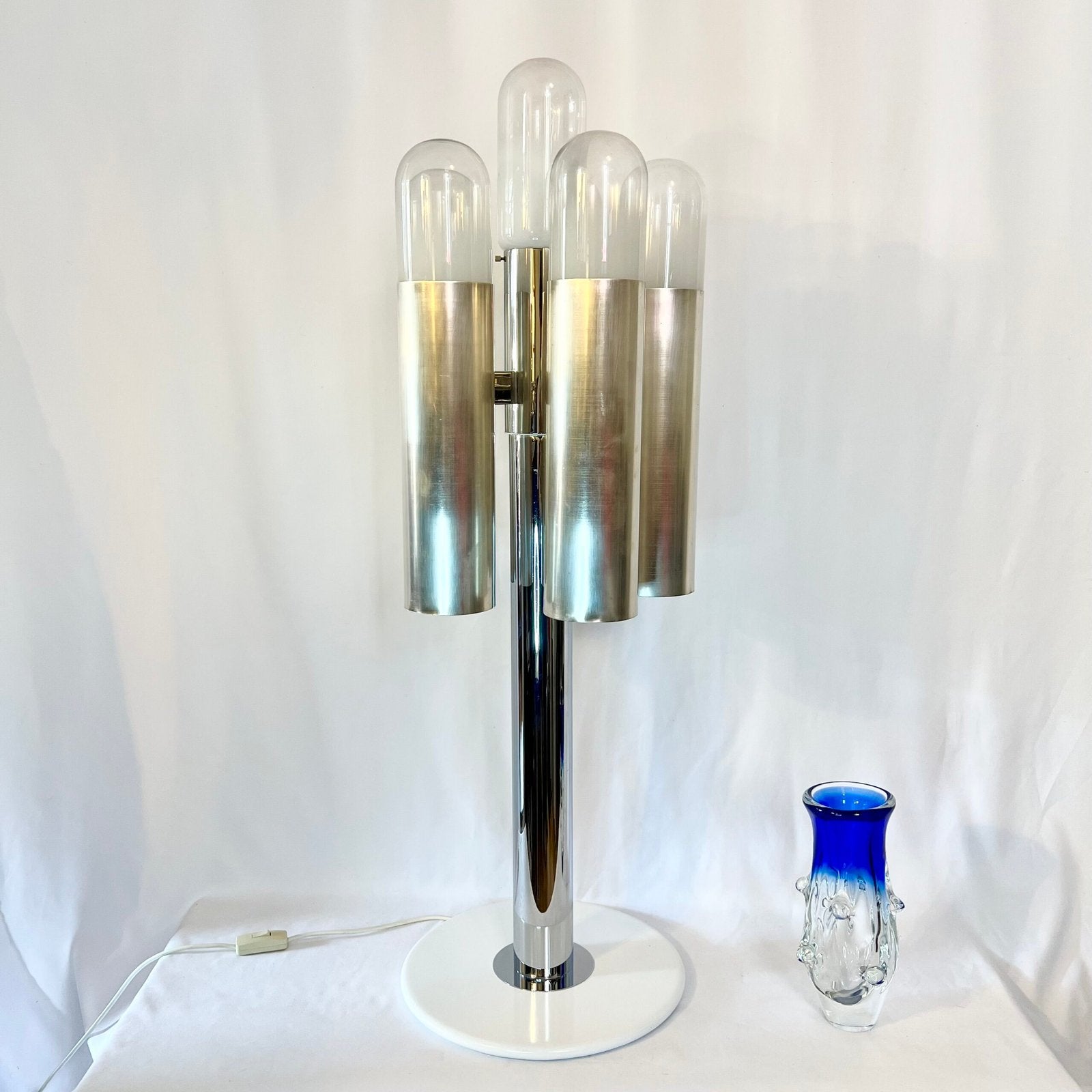 LAMPADAIRE "SPACE AGE" – ATTRIBUÉ À CARLO NASON, CHROME & MURANO, 1970s