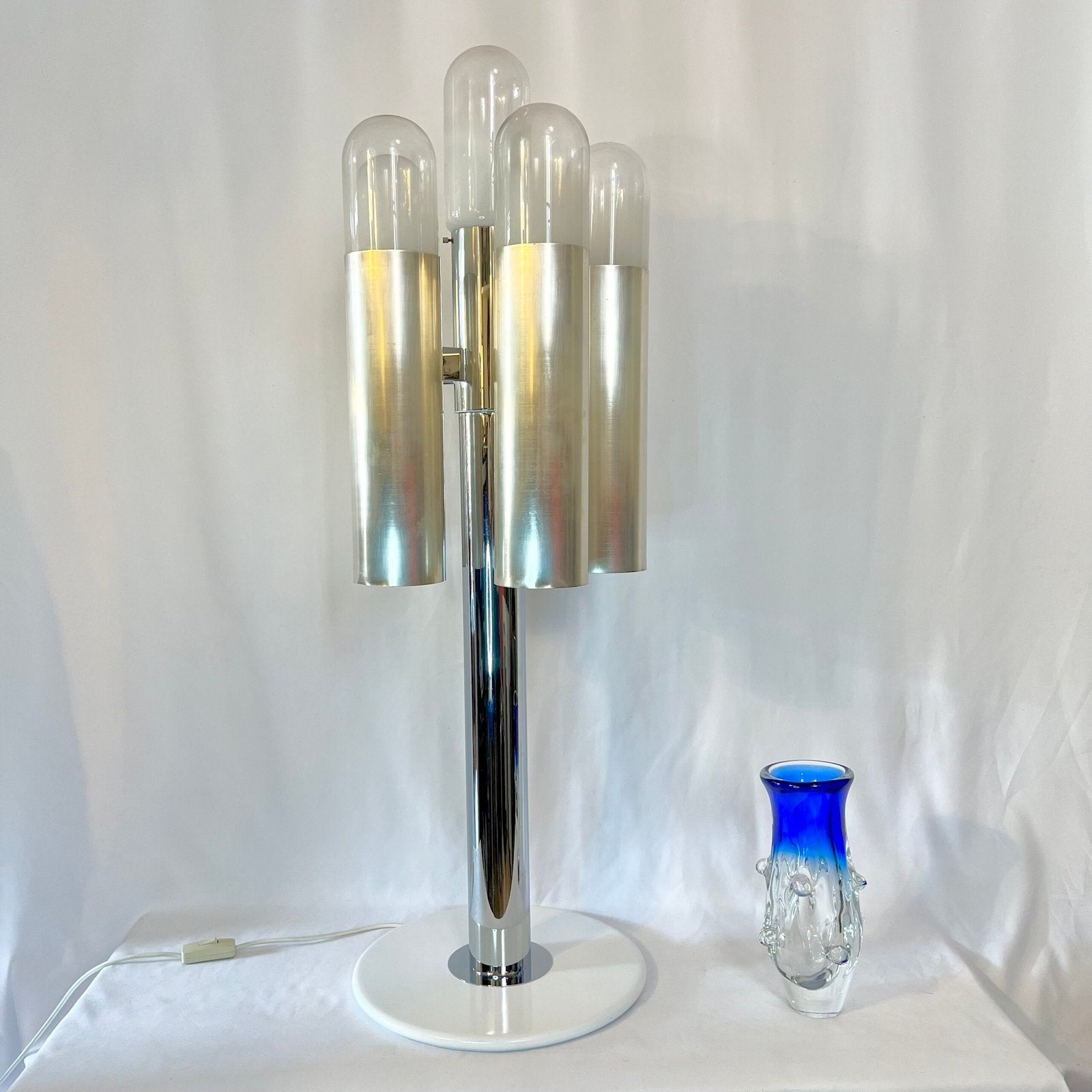 LAMPADAIRE "SPACE AGE" – ATTRIBUÉ À CARLO NASON, CHROME & MURANO, 1970s