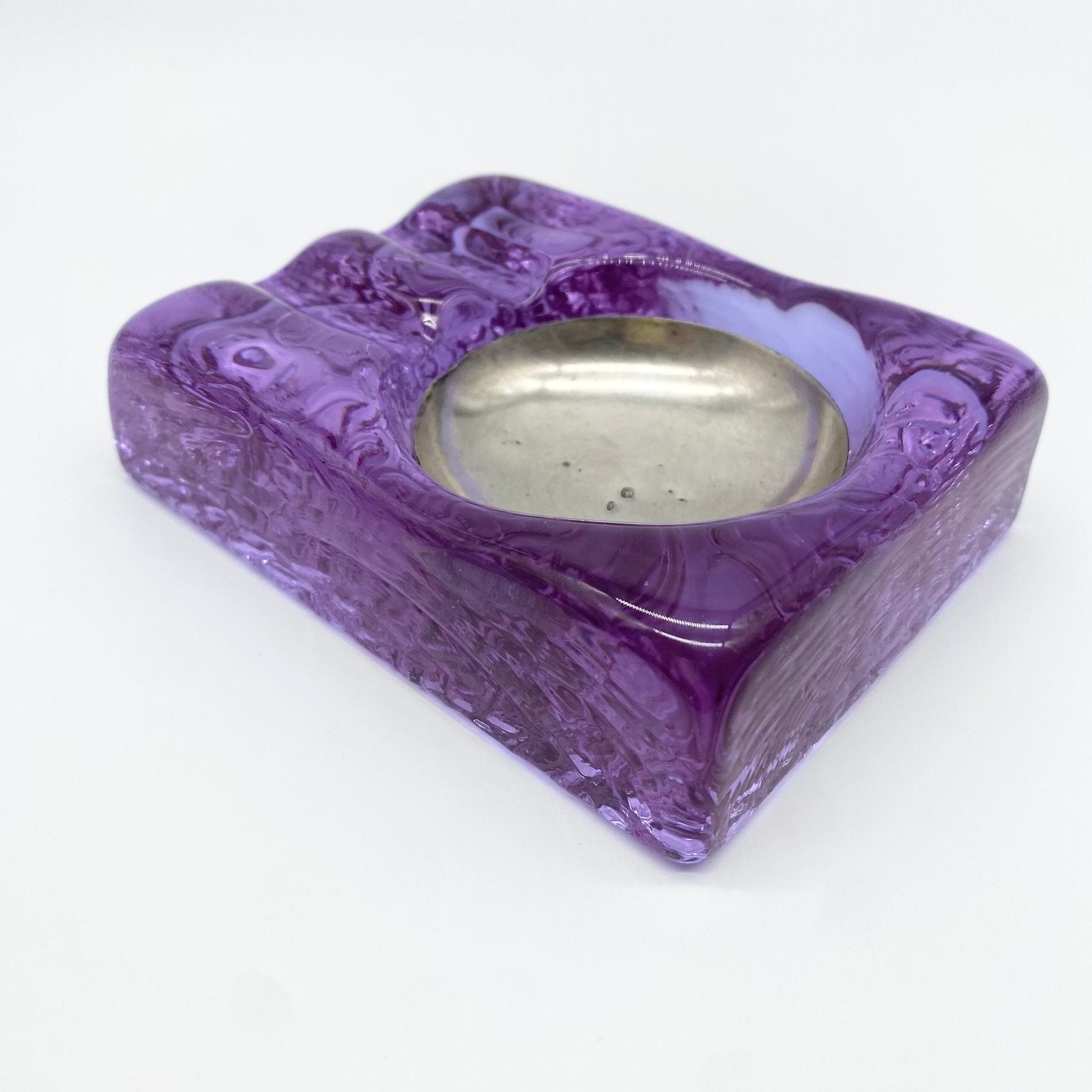 CENDRIER "VIOLET MURANO & SILVER", 1970s