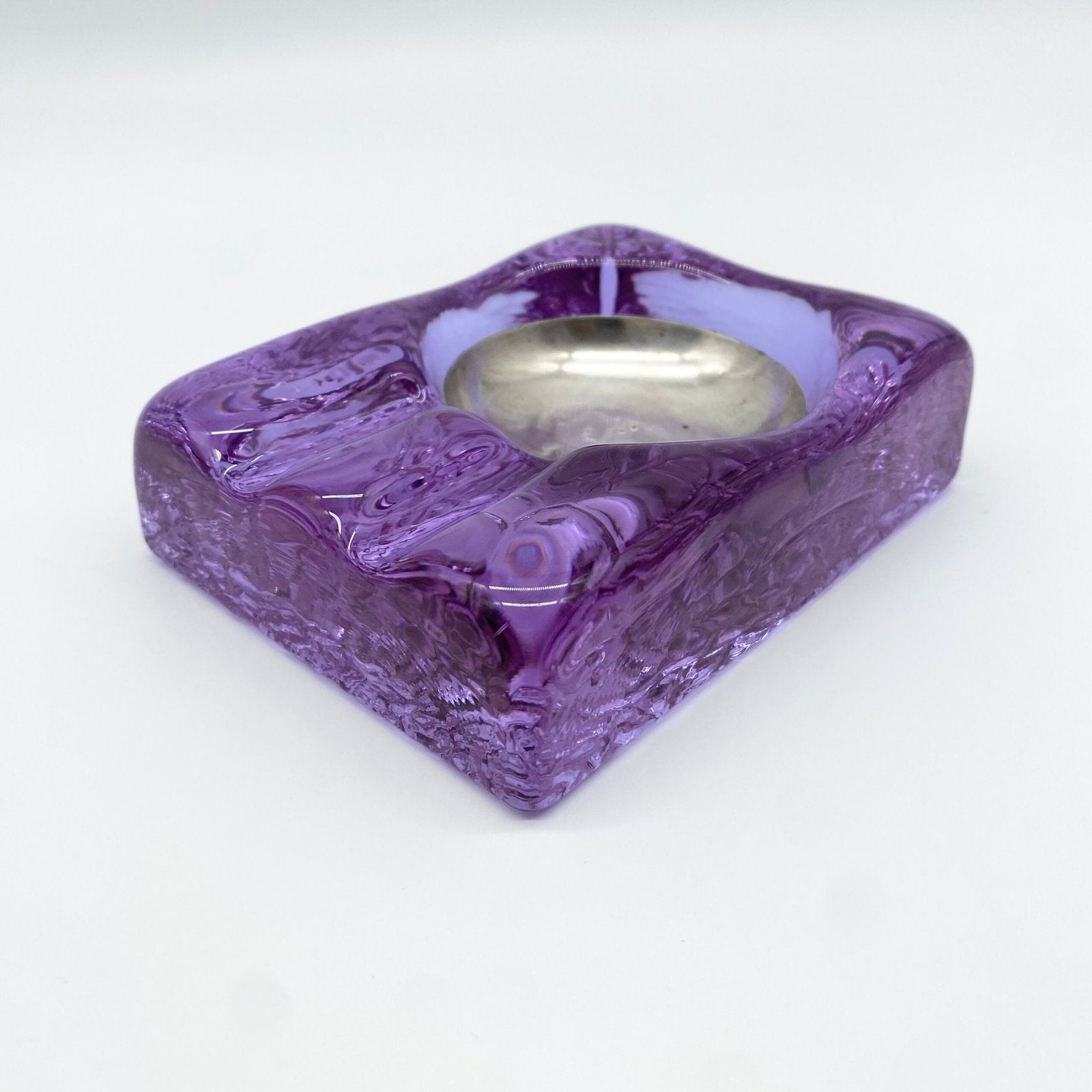 CENDRIER "VIOLET MURANO & SILVER", 1970s