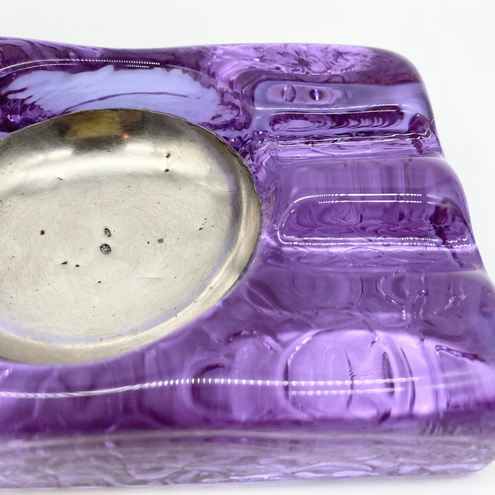 CENDRIER "VIOLET MURANO & SILVER", 1970s