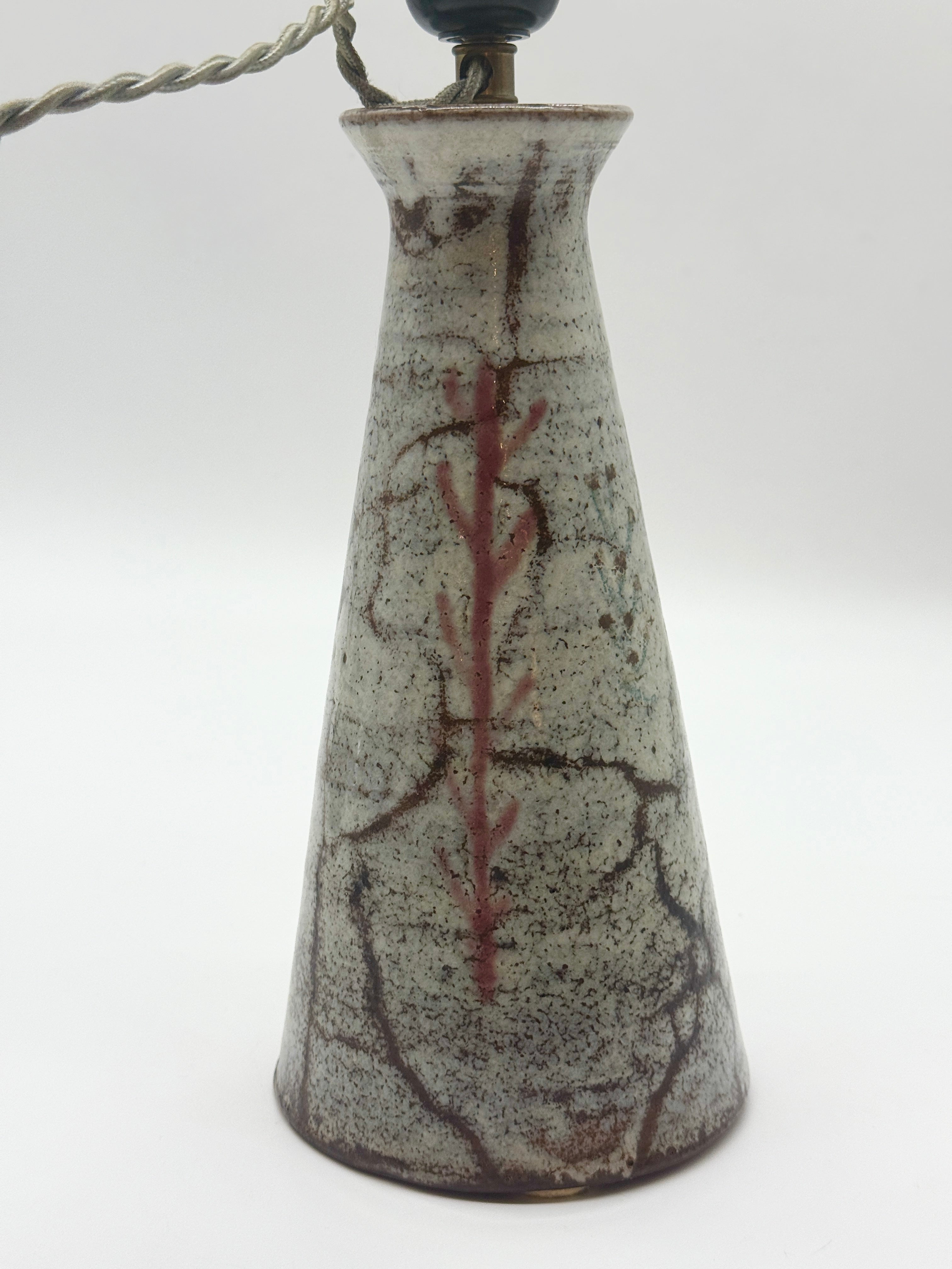 PICHET EN CÉRAMIQUE MONTÉ EN LAMPE — GUSTAVE REYNAUD, 1950s