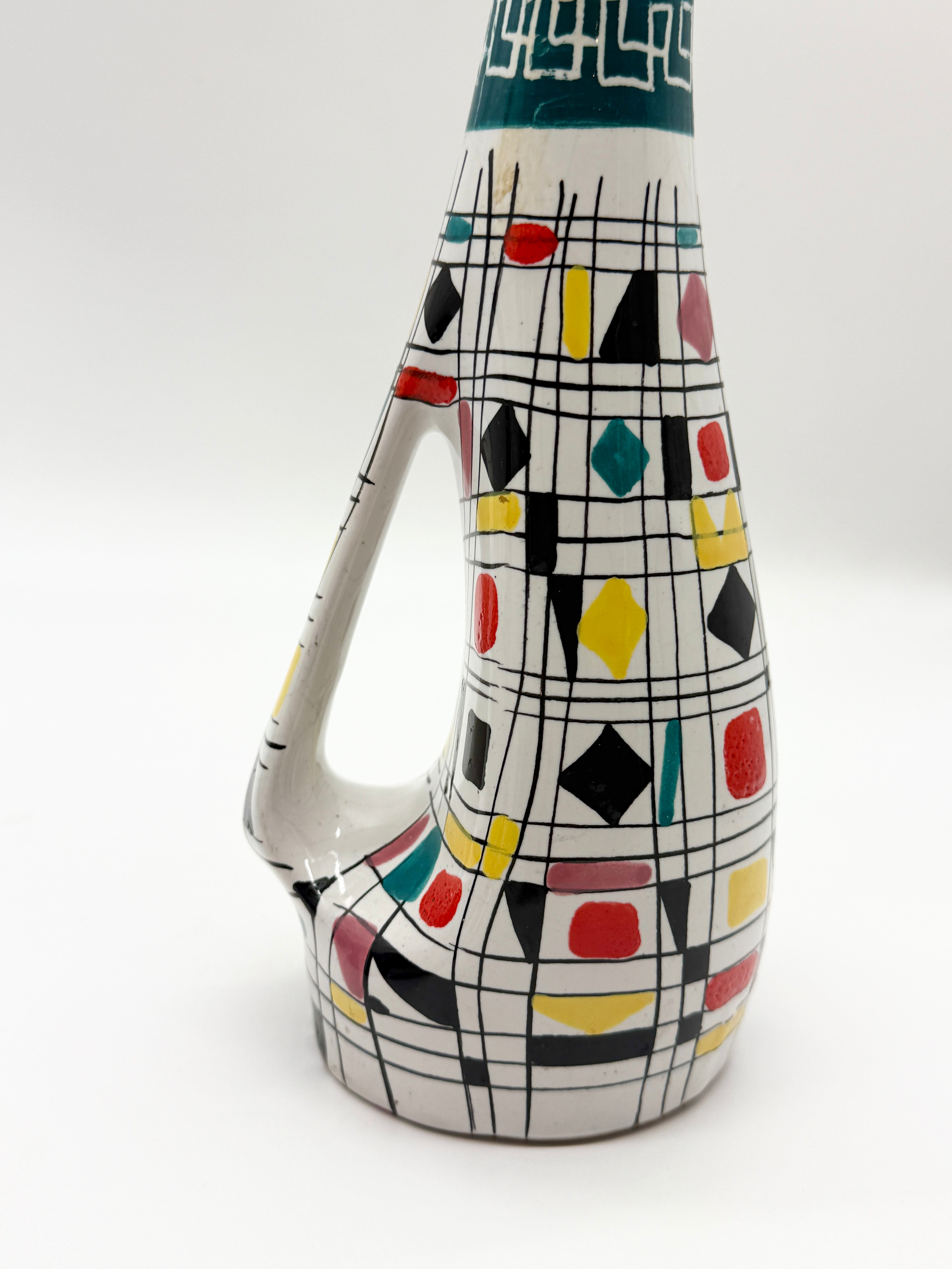 VASE / AIGUIÈRE EN CÉRAMIQUE MAIOLICA DERUTA, ITALIE, 1960s