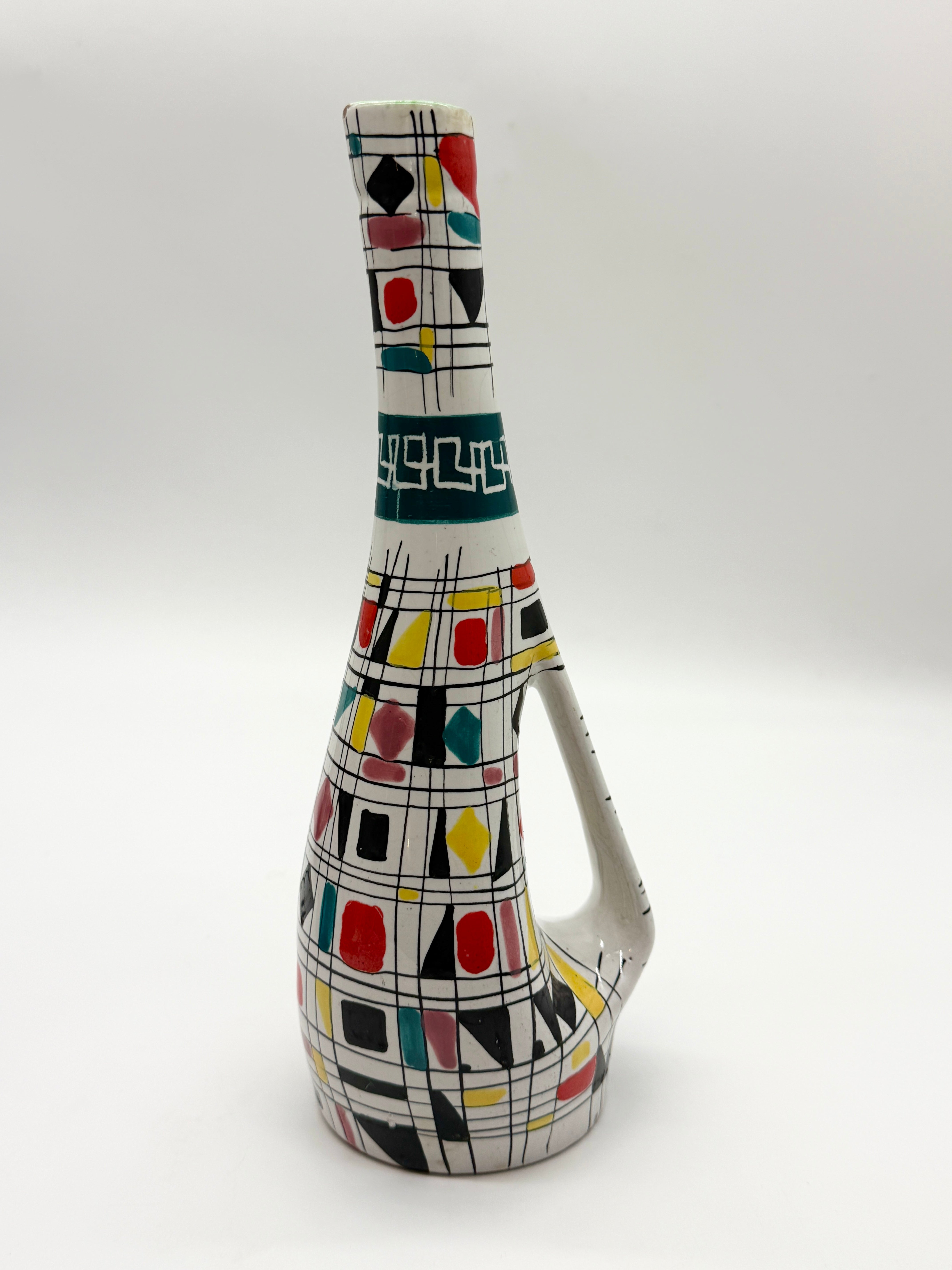 VASE / AIGUIÈRE EN CÉRAMIQUE MAIOLICA DERUTA, ITALIE, 1960s