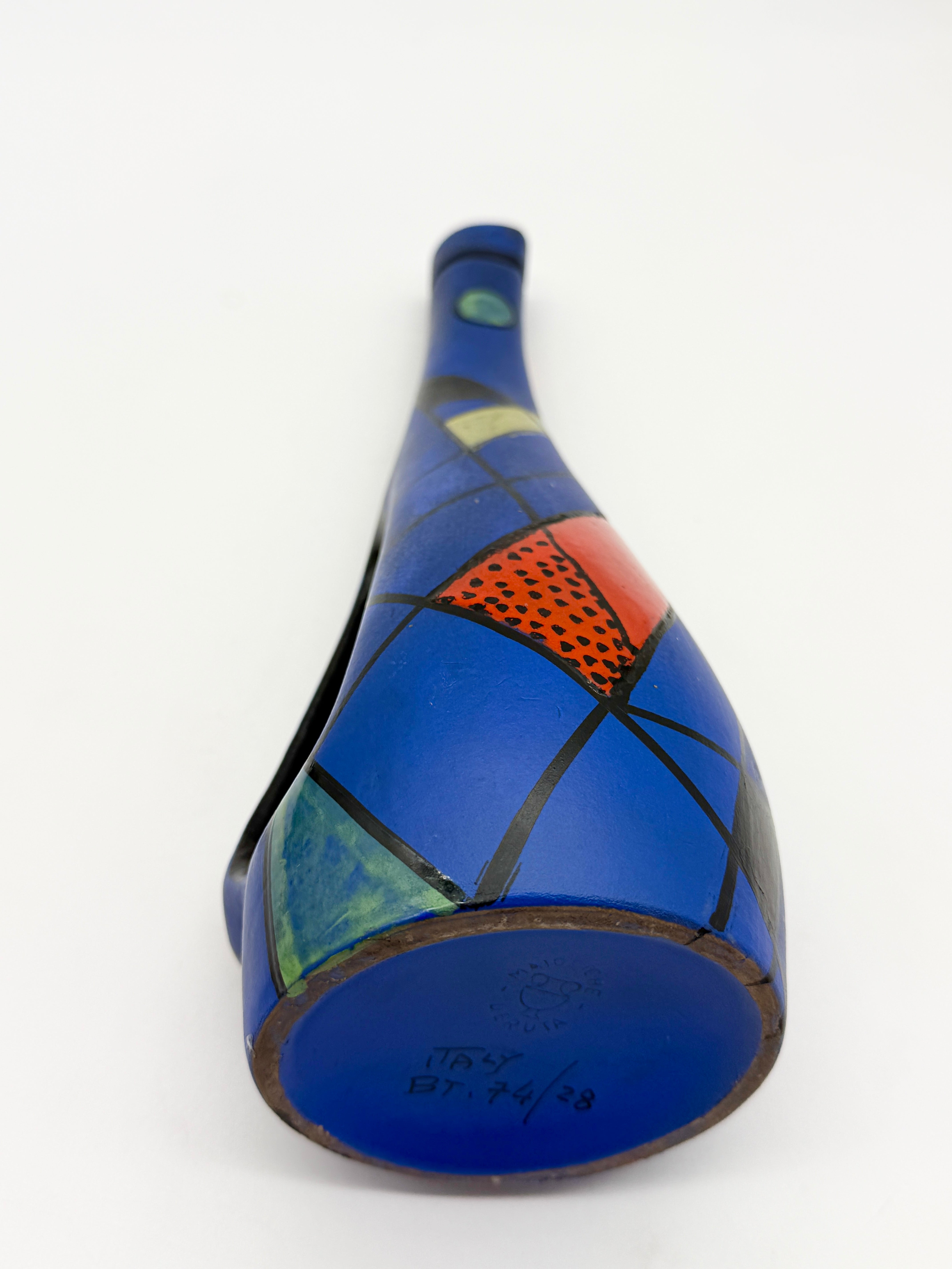 VASE / AIGUIÈRE EN CÉRAMIQUE "MAIOLICA DERUTA", ITALIE, 1960s