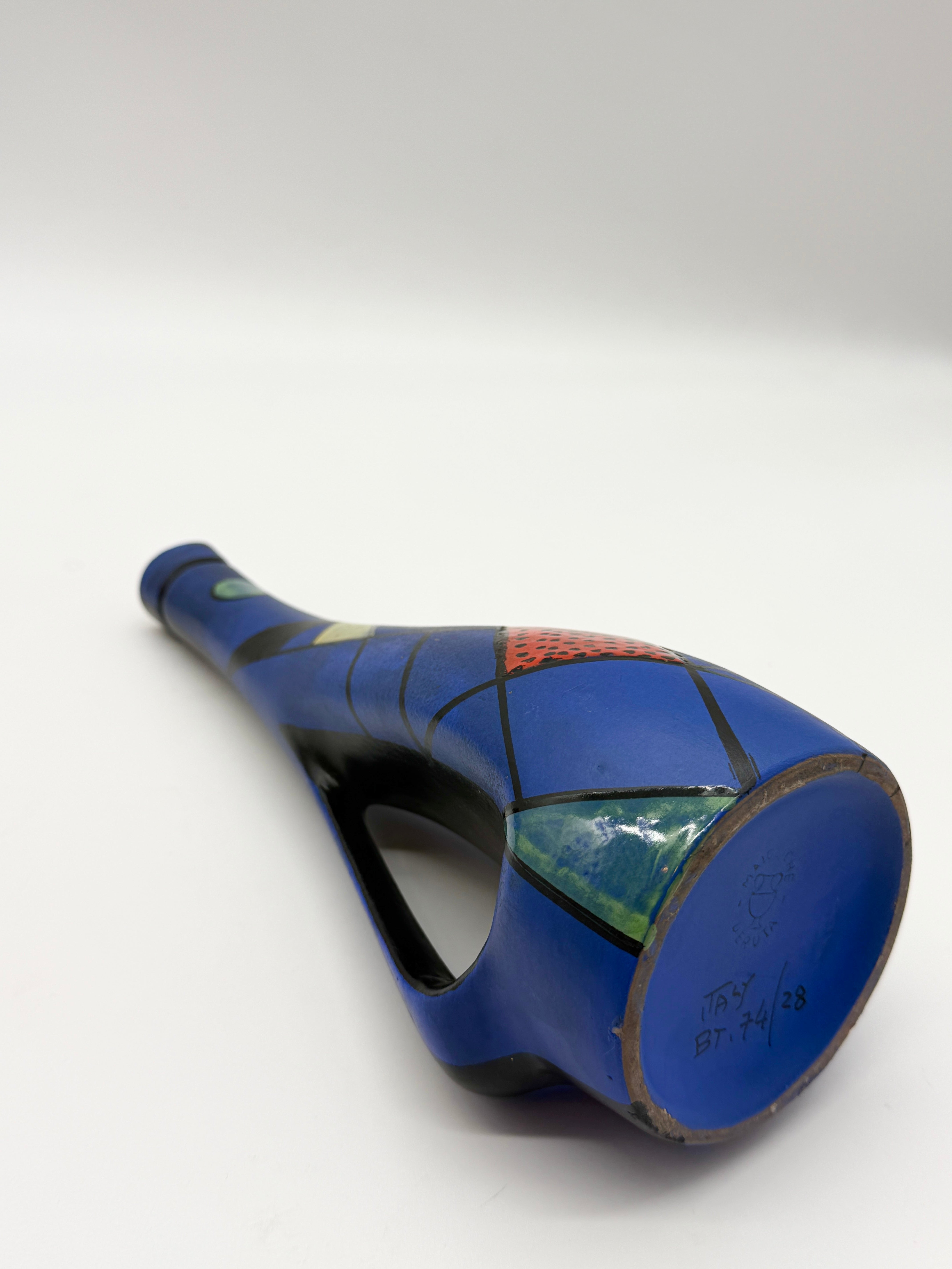 VASE / AIGUIÈRE EN CÉRAMIQUE "MAIOLICA DERUTA", ITALIE, 1960s