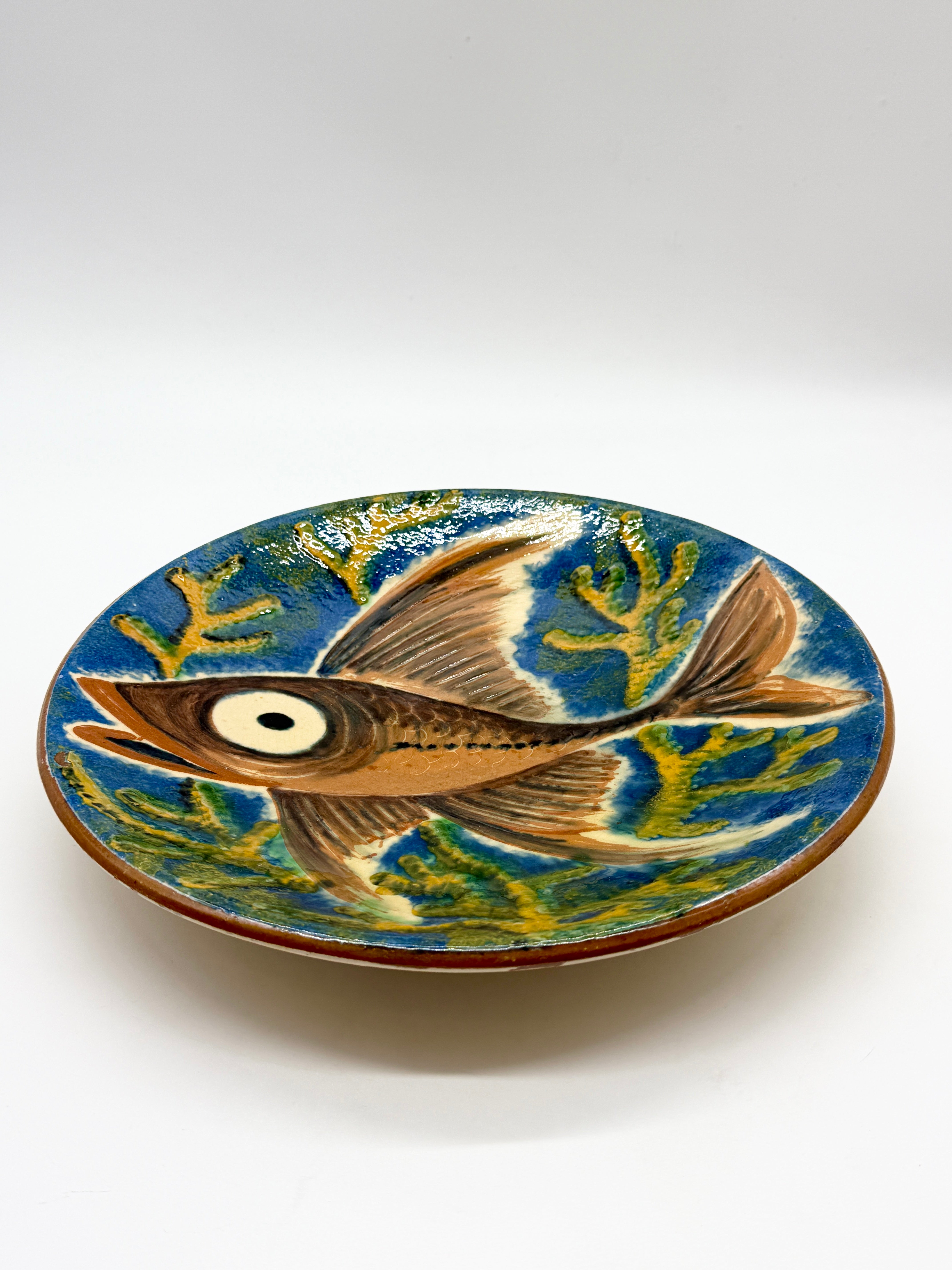 ASSIETTE MURALE « POISSON » PAR PUIGDEMONT, CATALOGNE 1960s
