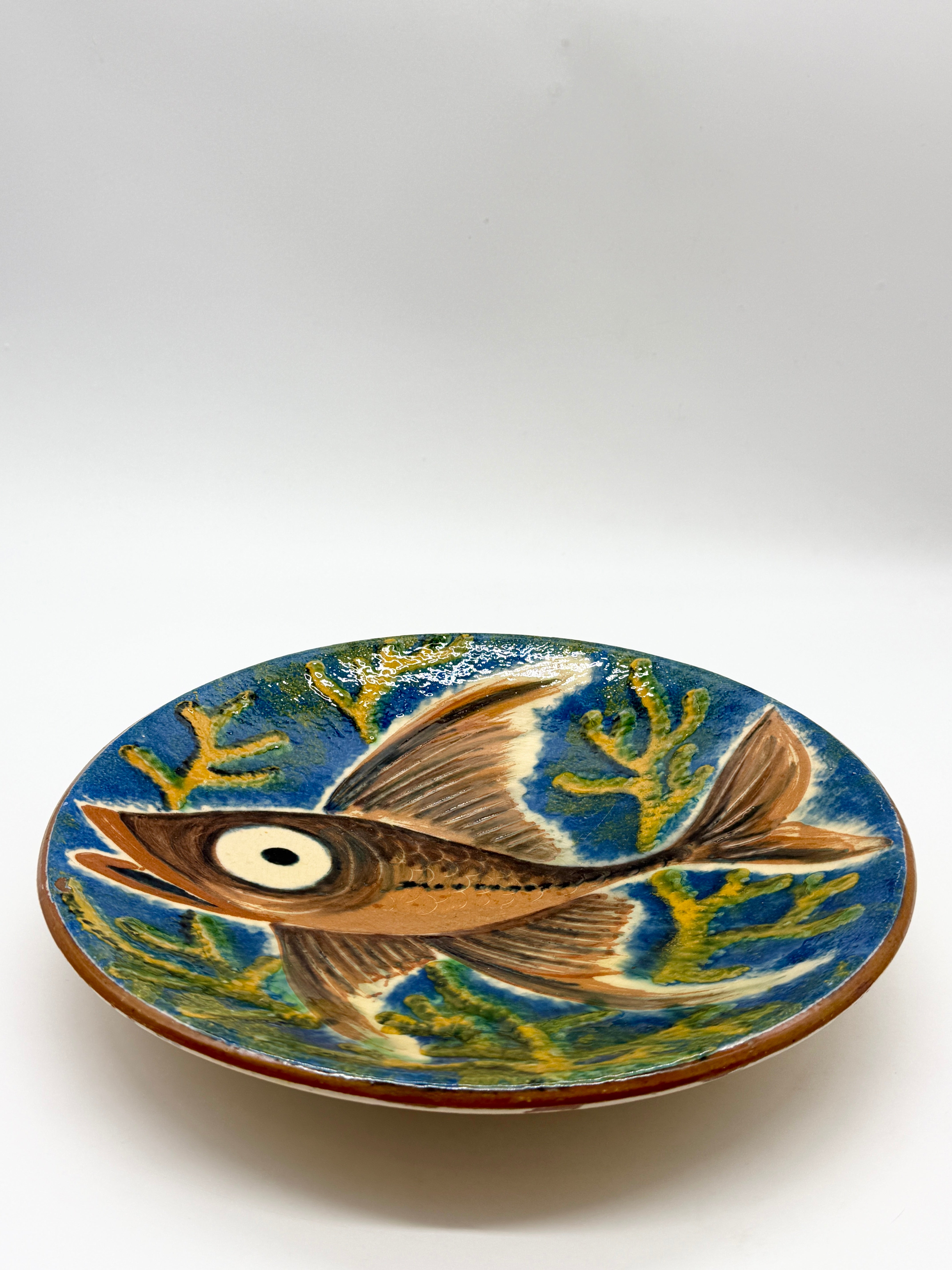 ASSIETTE MURALE « POISSON » PAR PUIGDEMONT, CATALOGNE 1960s