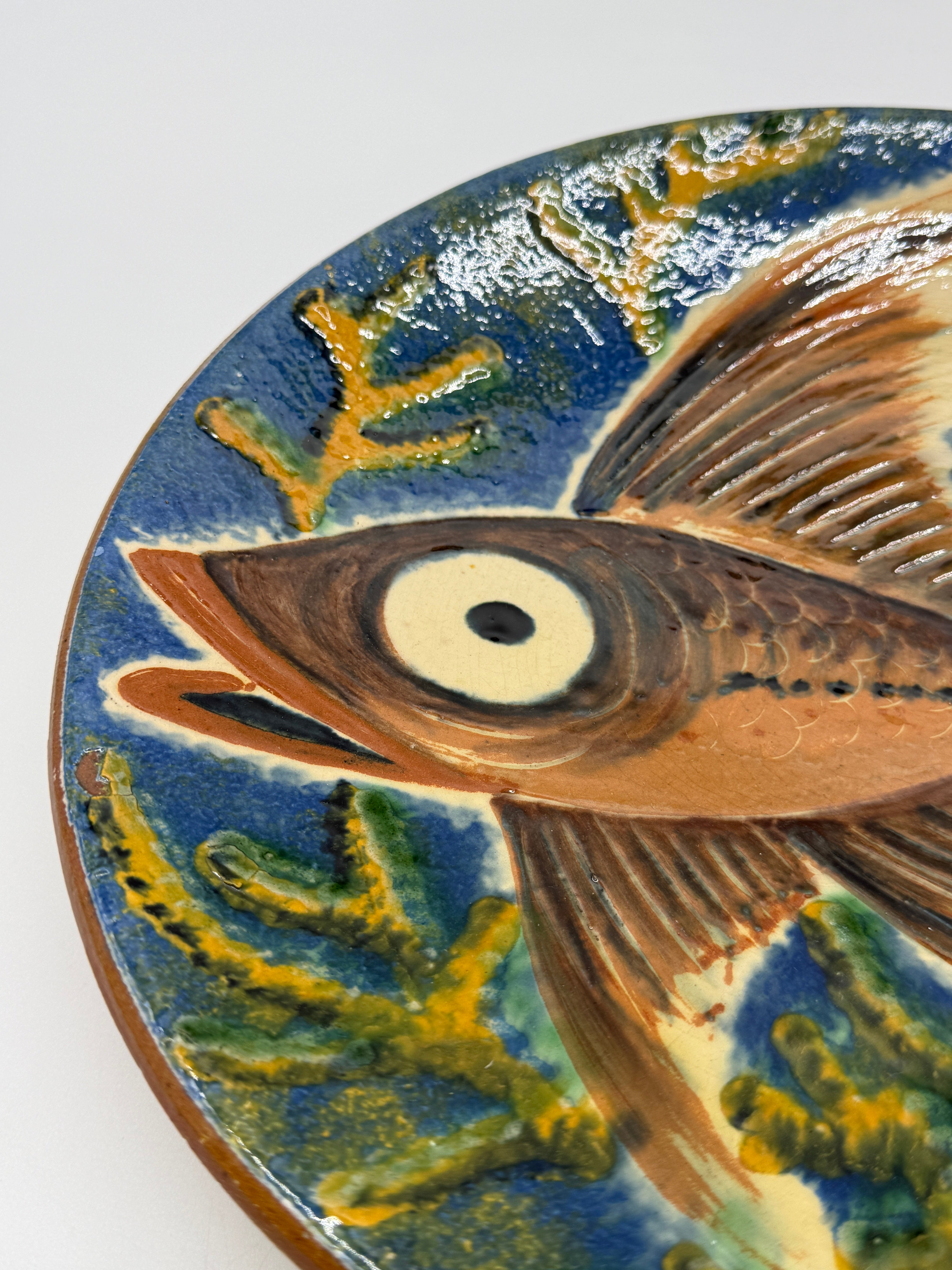 ASSIETTE MURALE « POISSON » PAR PUIGDEMONT, CATALOGNE 1960s