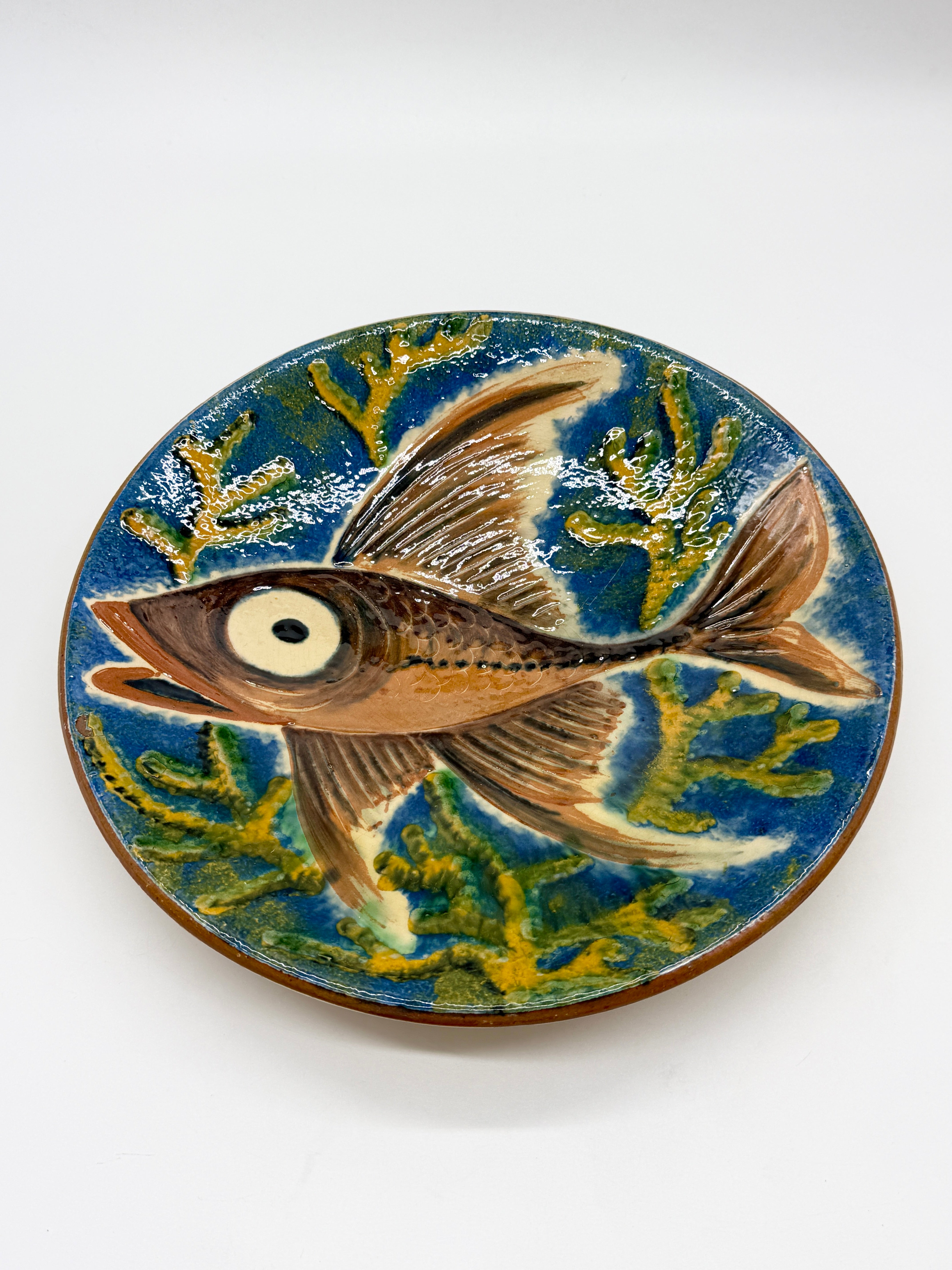 ASSIETTE MURALE « POISSON » PAR PUIGDEMONT, CATALOGNE 1960s