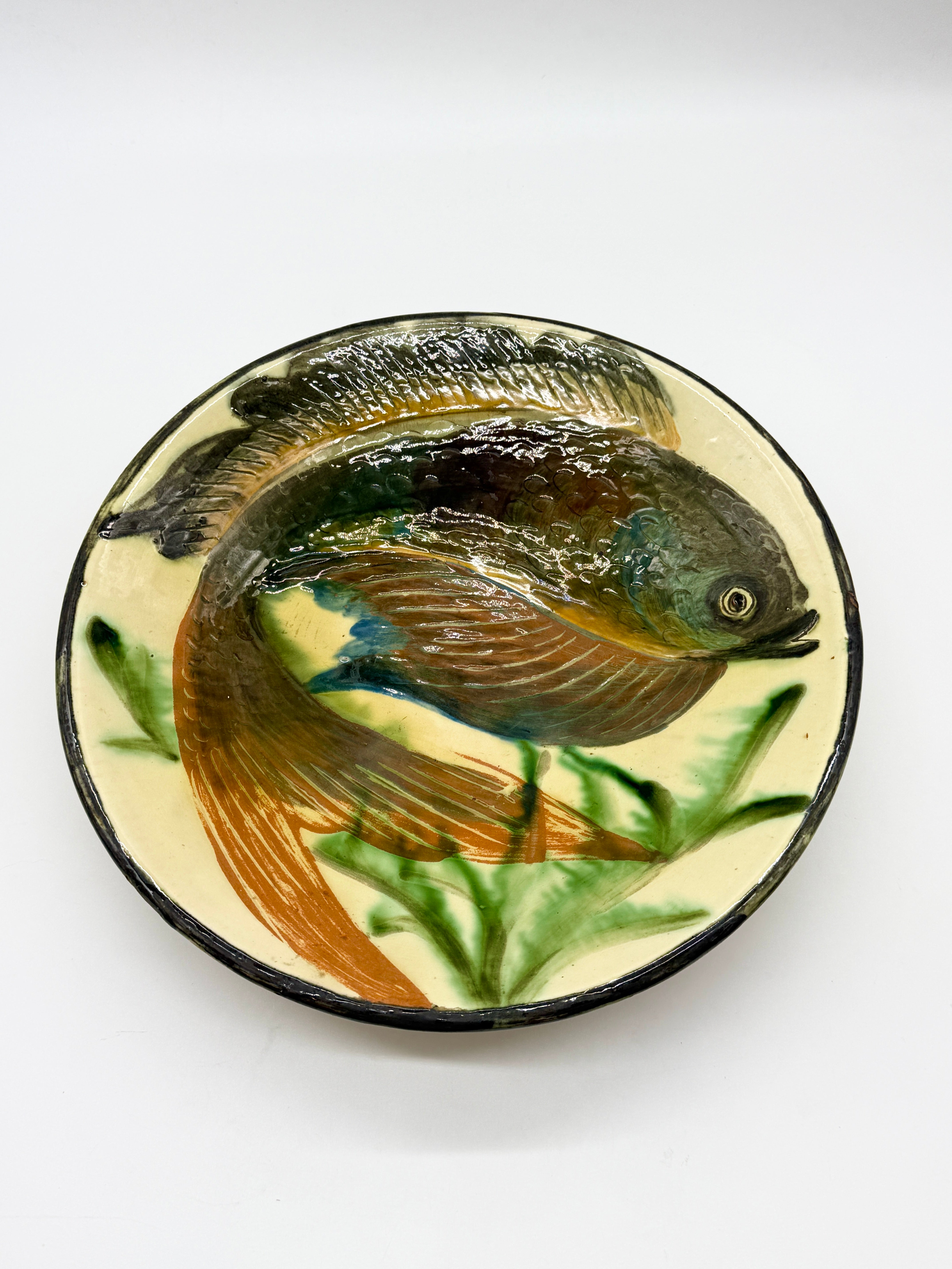 GRANDE ASSIETTE POISSON,  PUIGDEMONT LA BISBAL, CATALOGNE 1960s