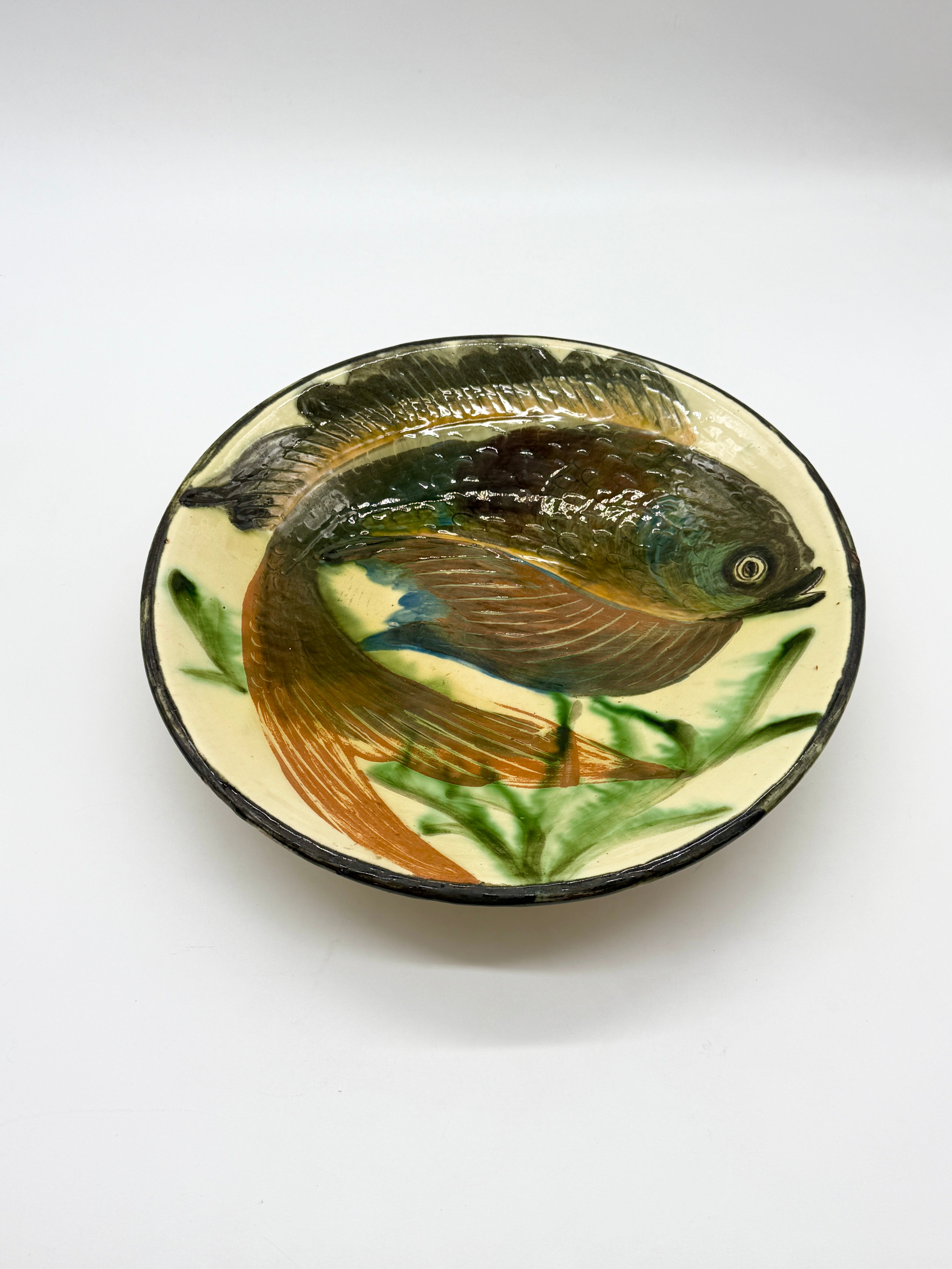 GRANDE ASSIETTE POISSON,  PUIGDEMONT LA BISBAL, CATALOGNE 1960s
